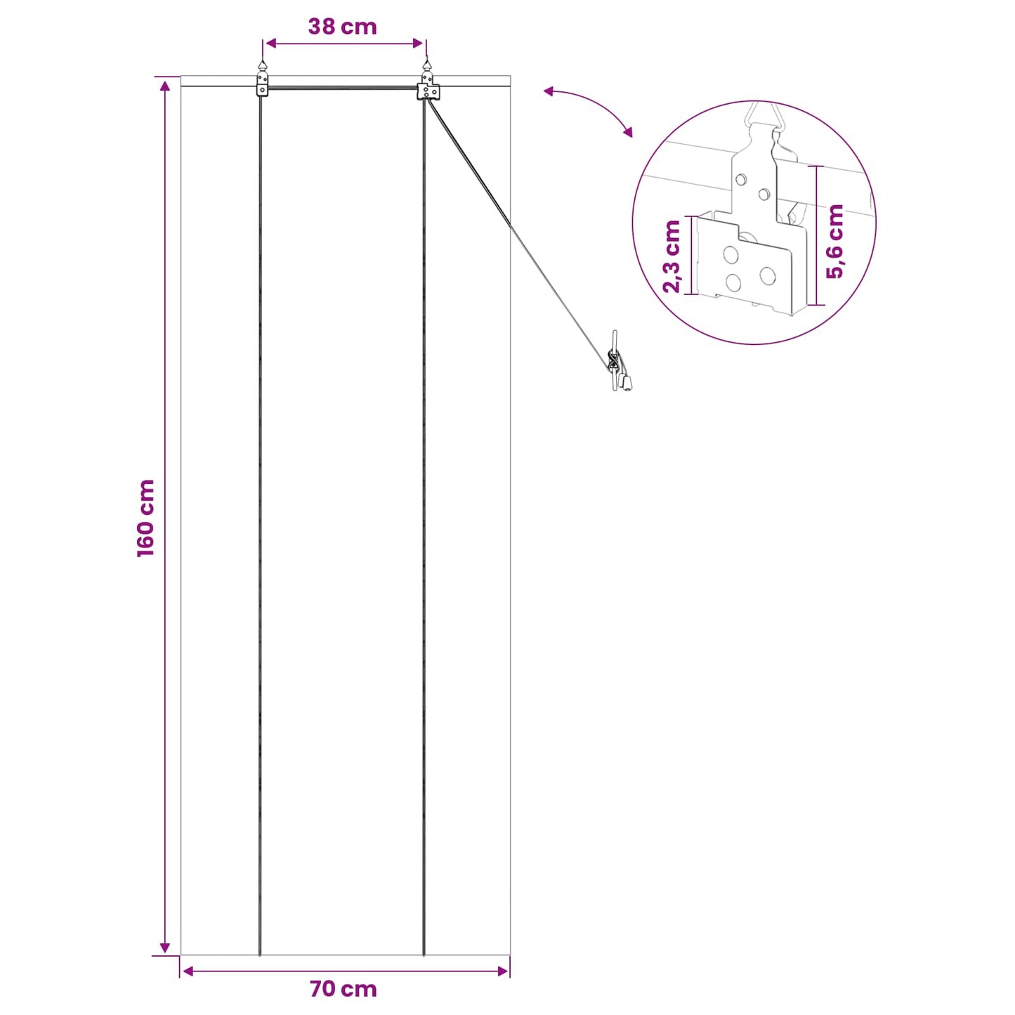 Rullegardin Naturfarvet 70 x 160 cm Bambus