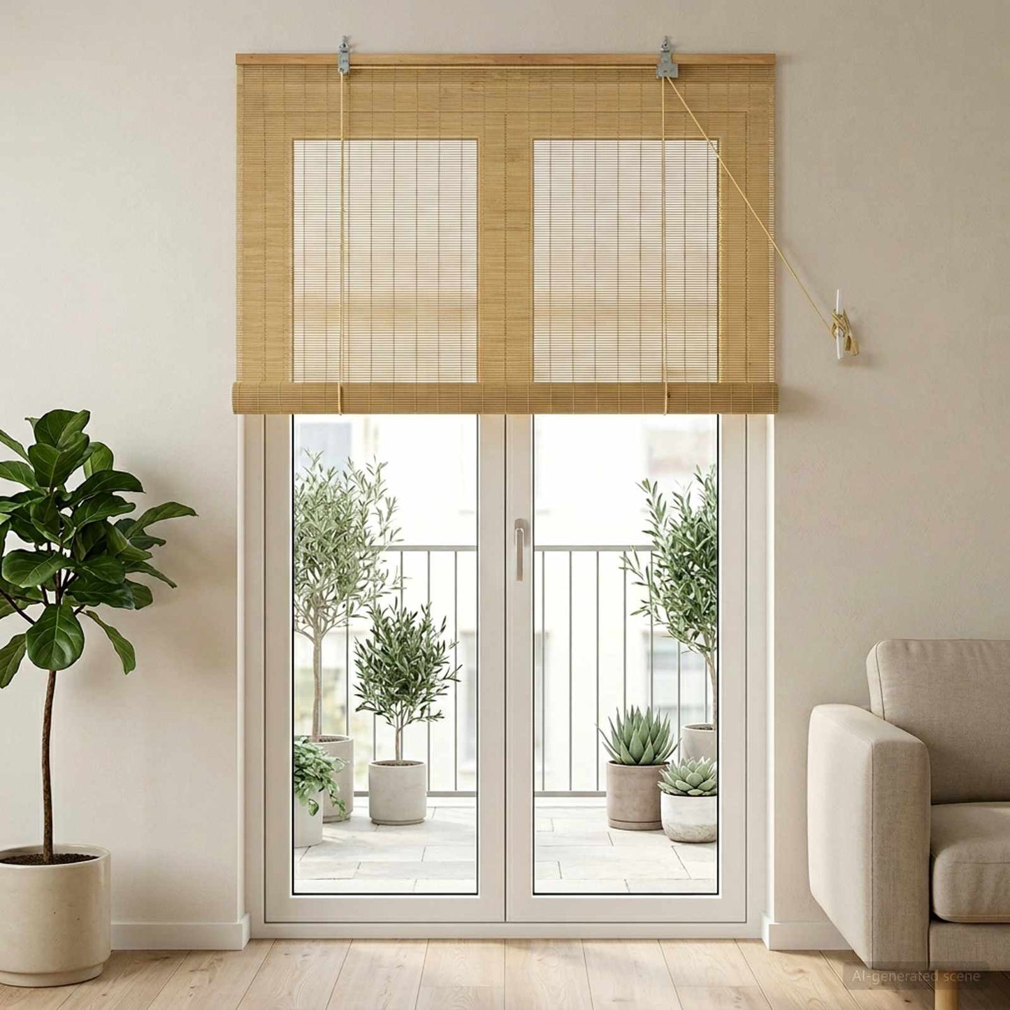 Rullegardin Naturfarvet 90 x 220 cm Bambus