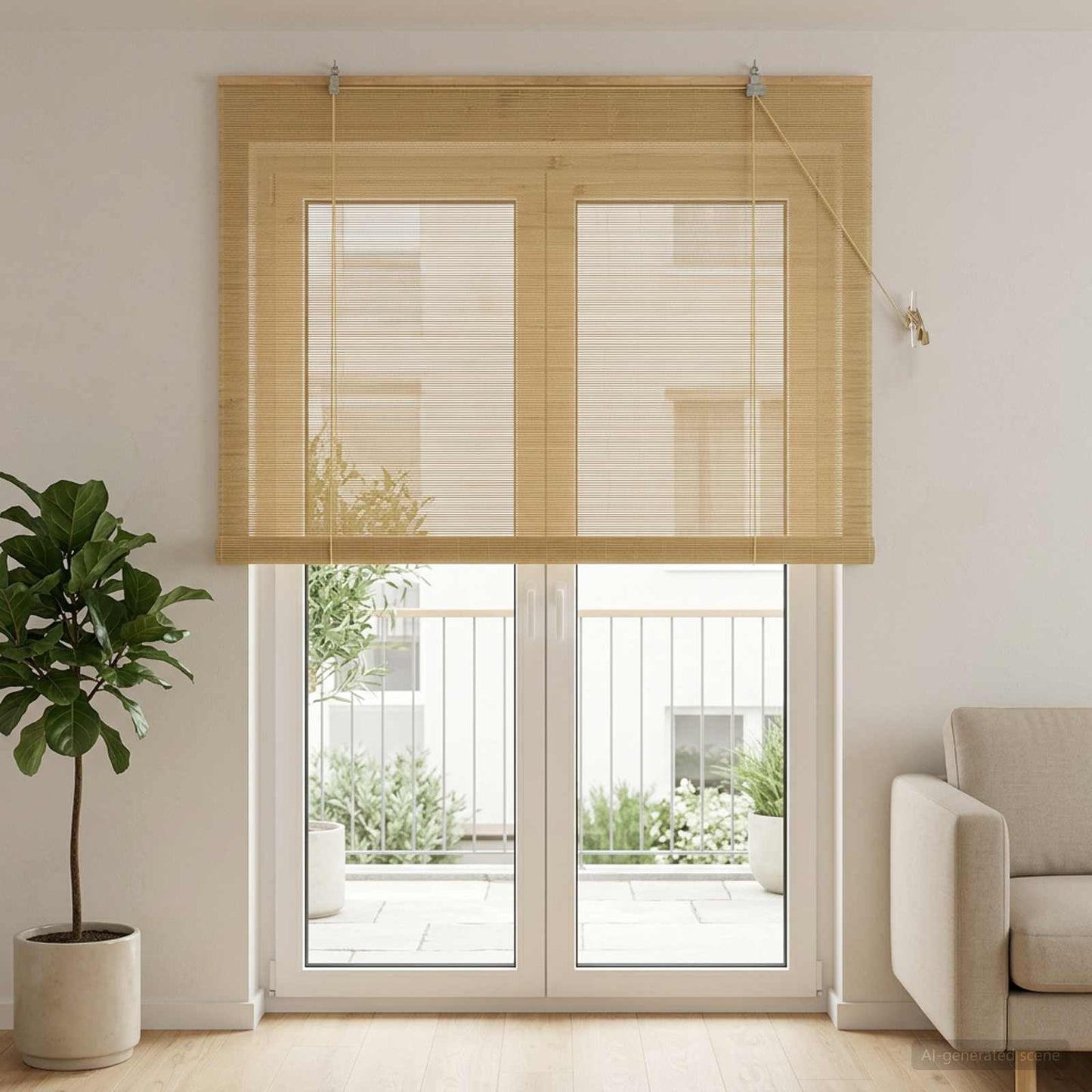 Rullegardin Naturfarvet 130 x 220 cm Bambus