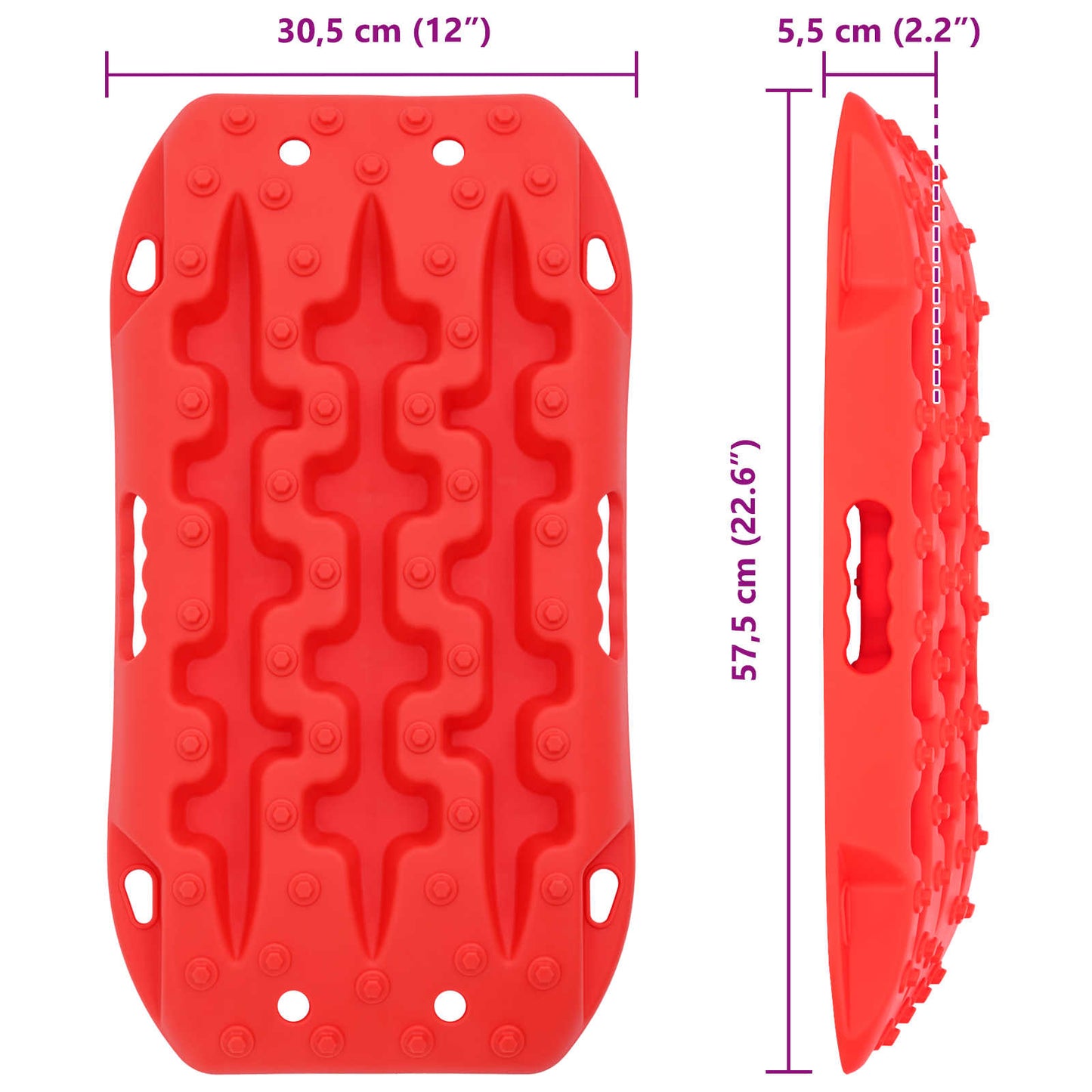 Traction Board 2 pcs Rød 57,5 x 30,5 x 5,5 cm Forstærket nylon