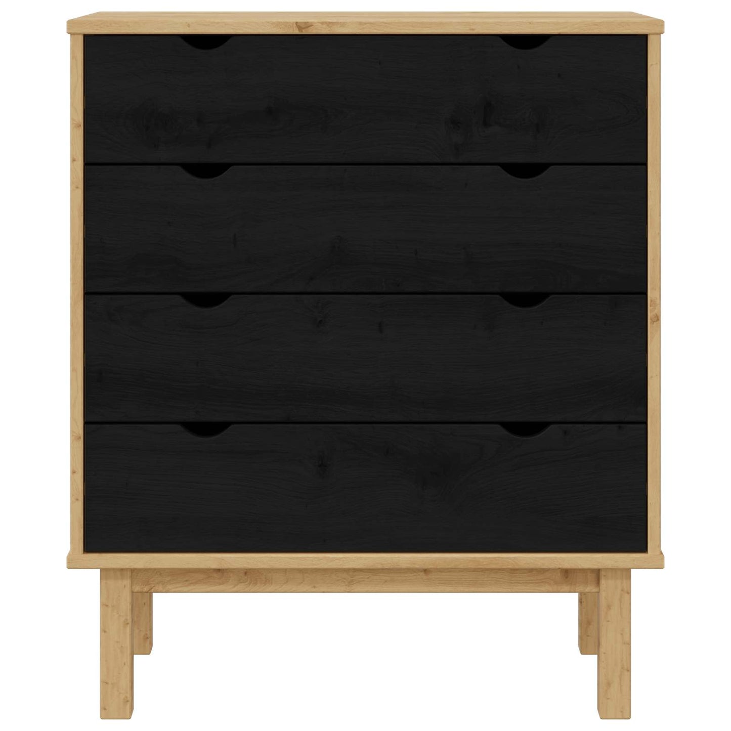 Skuffeskab OTTA Sort 76,5 x 39,5 x 90 cm Massivt fyrretræ