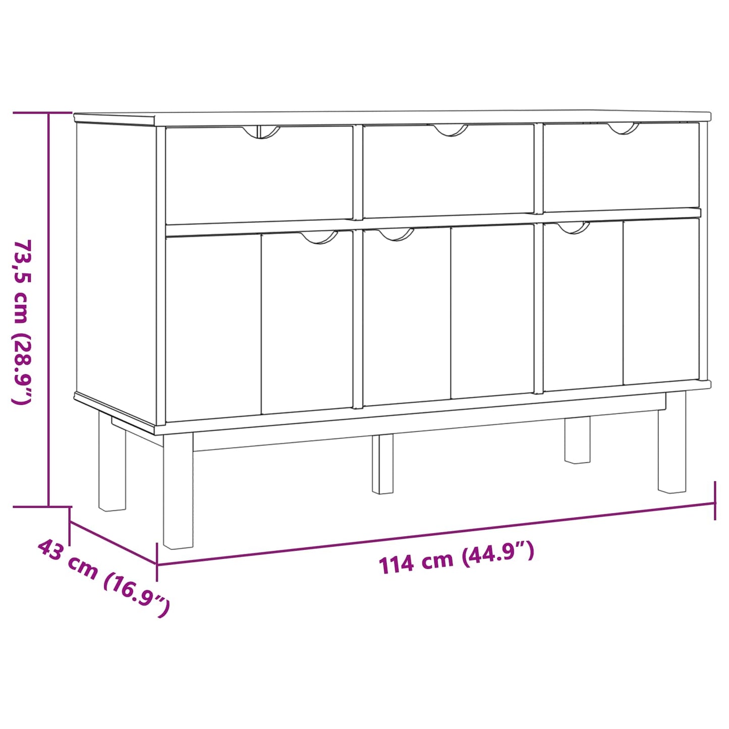 Sideboard OTTA Brun og sort 114 x 43 x 73,5 cm