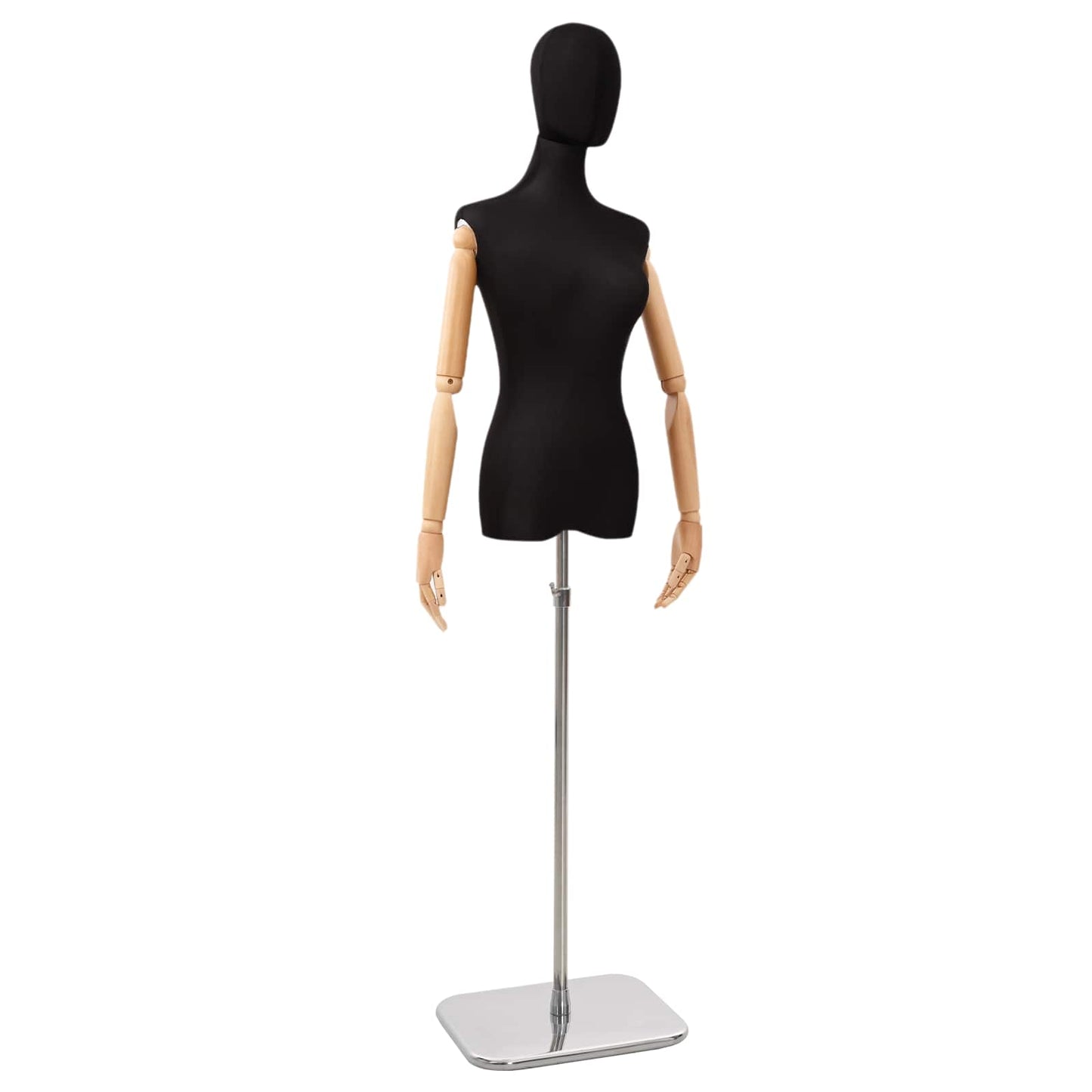 Justerbar mannequin 165-213 cm med base Kvinde PP Sort