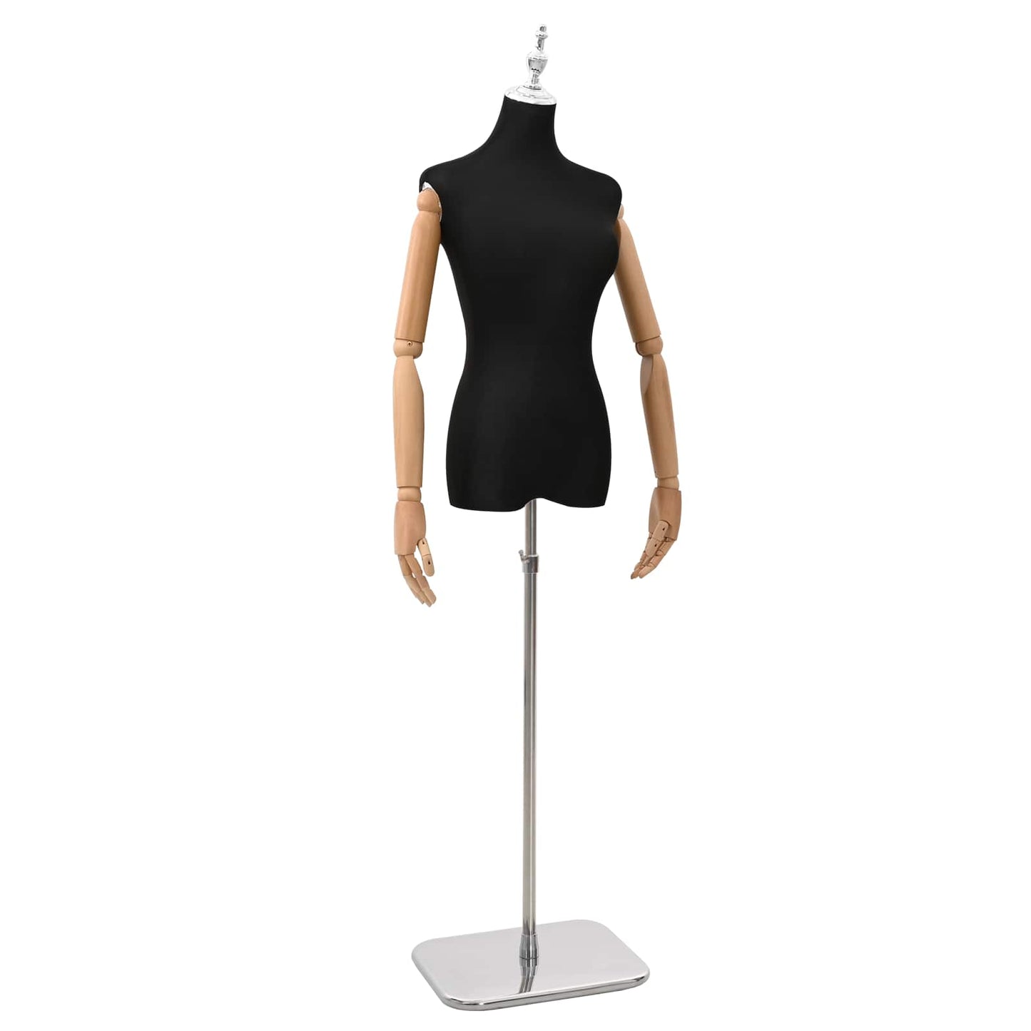 Justerbar mannequin 165-213 cm med base Kvinde PP Sort