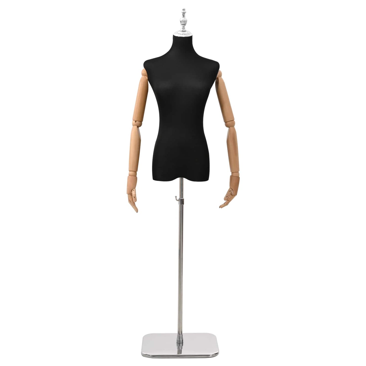 Justerbar mannequin 165-213 cm med base Kvinde PP Sort