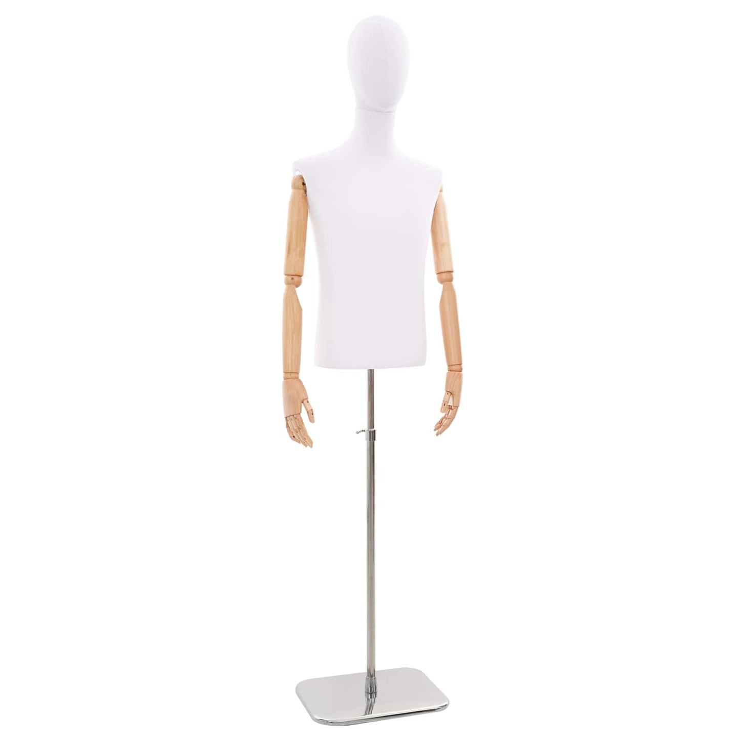 Justerbar mannequin 170-218 cm med base Mand PP Hvid