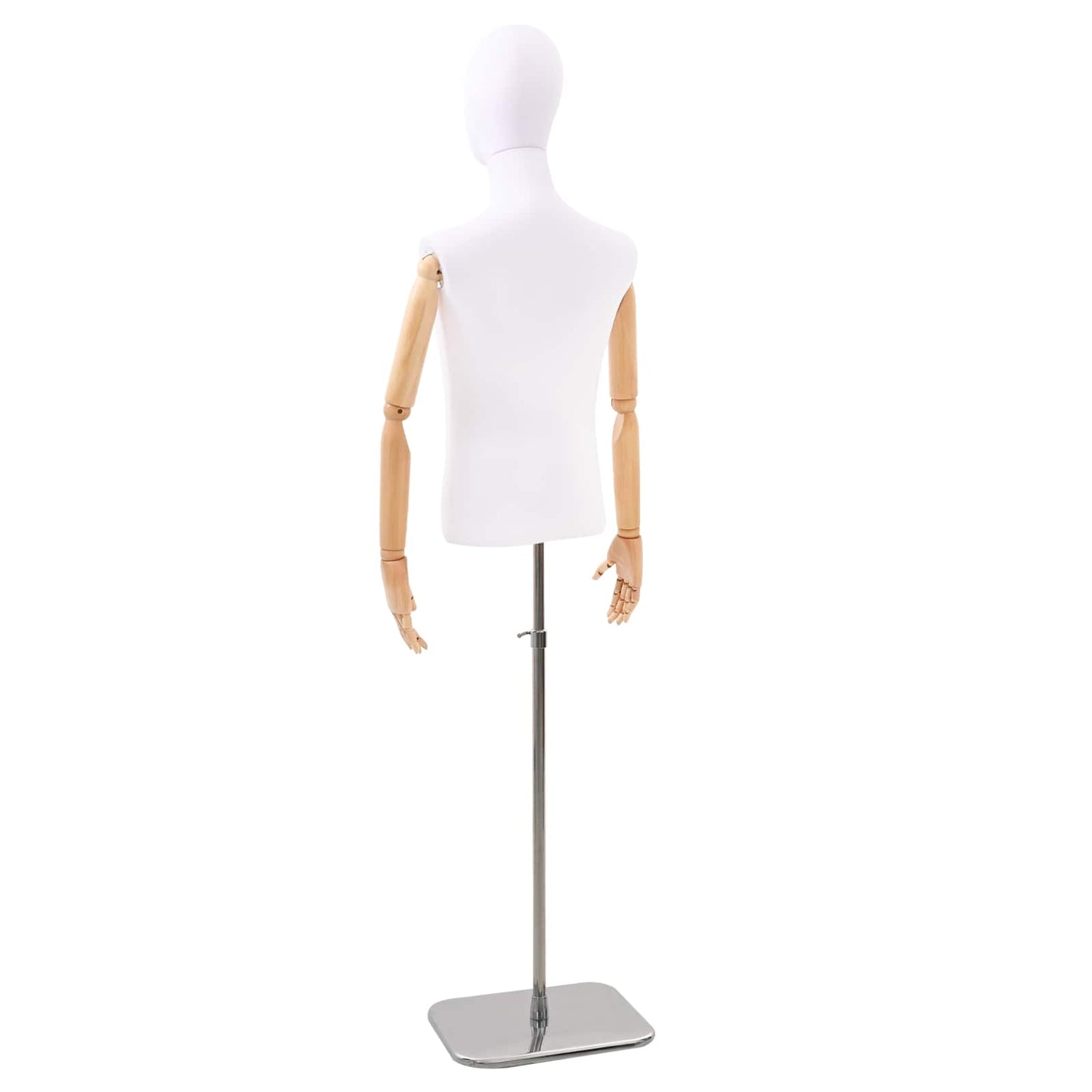Justerbar mannequin 170-218 cm med base Mand PP Hvid