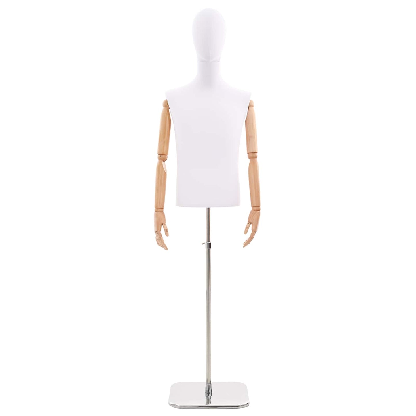 Justerbar mannequin 170-218 cm med base Mand PP Hvid