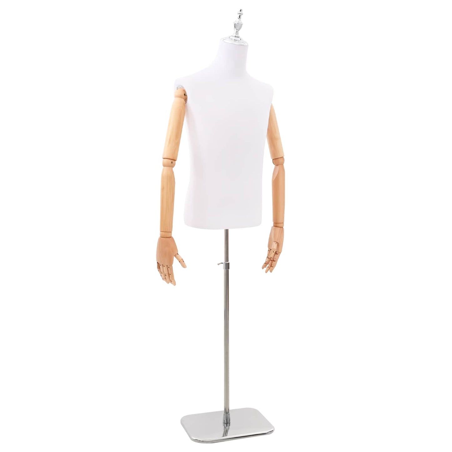 Justerbar mannequin 170-218 cm med base Mand PP Hvid