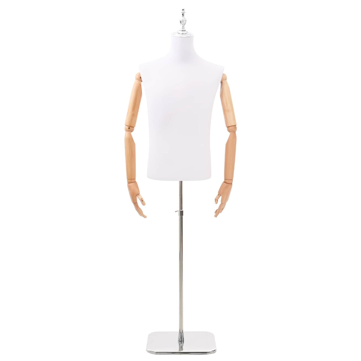 Justerbar mannequin 170-218 cm med base Mand PP Hvid