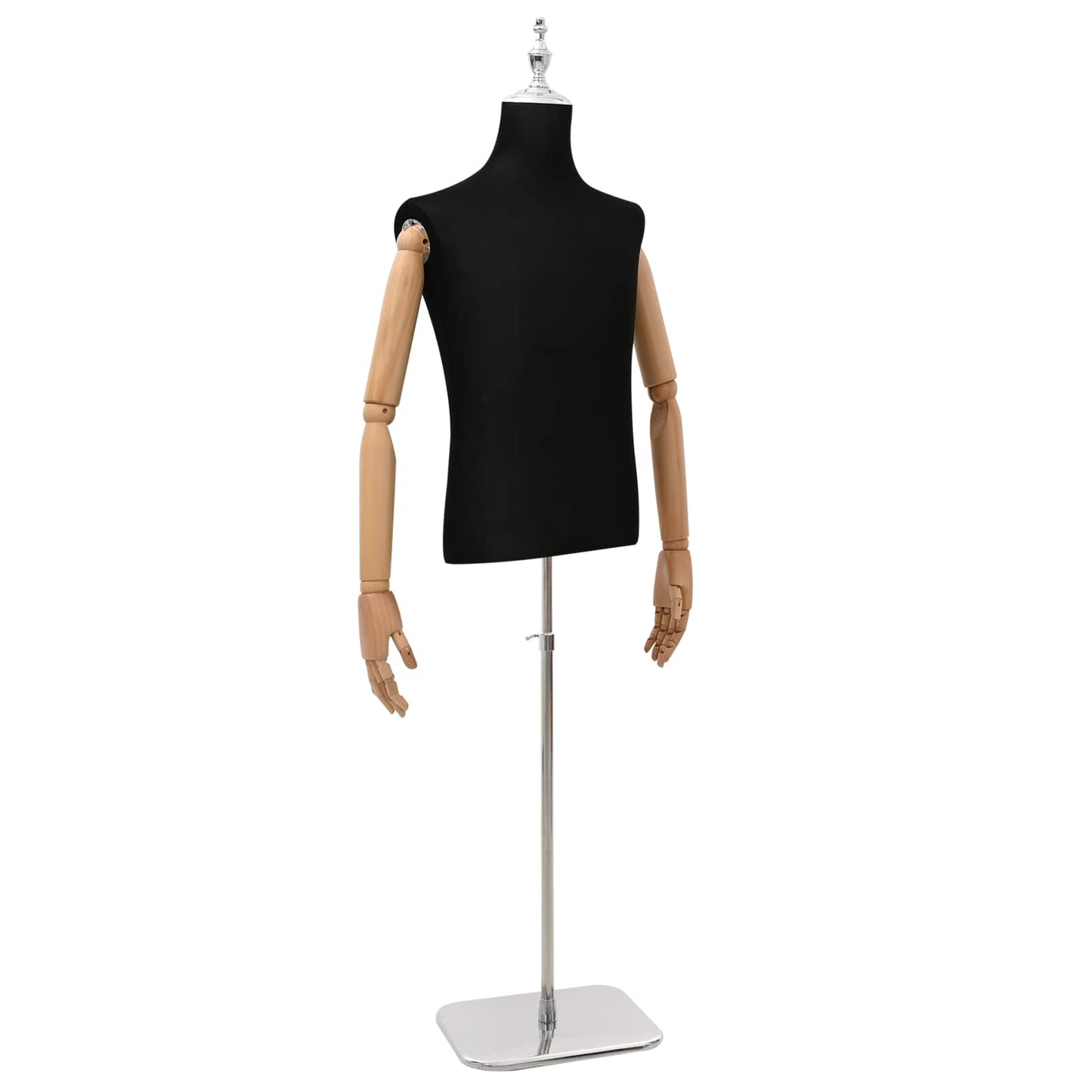 Justerbar mannequin 170-218 cm med base Mand PP Sort