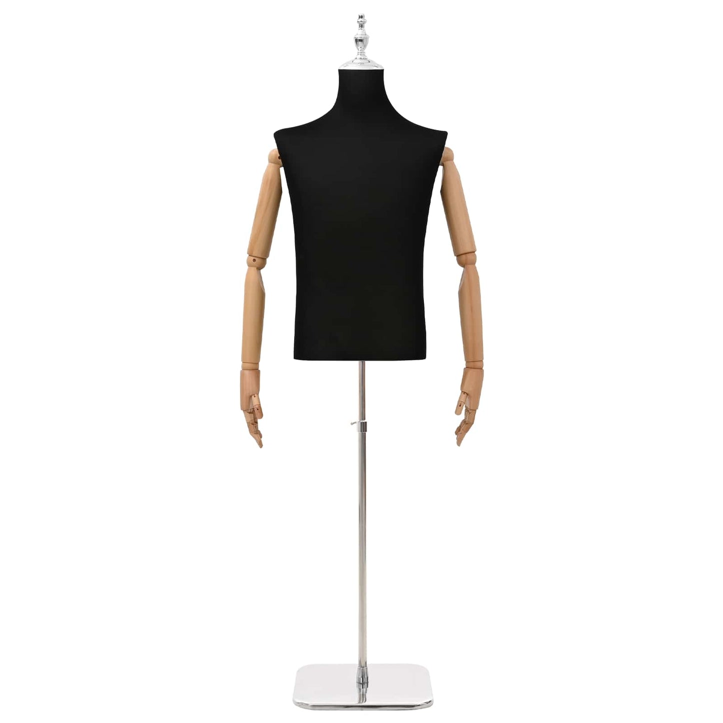 Justerbar mannequin 170-218 cm med base Mand PP Sort