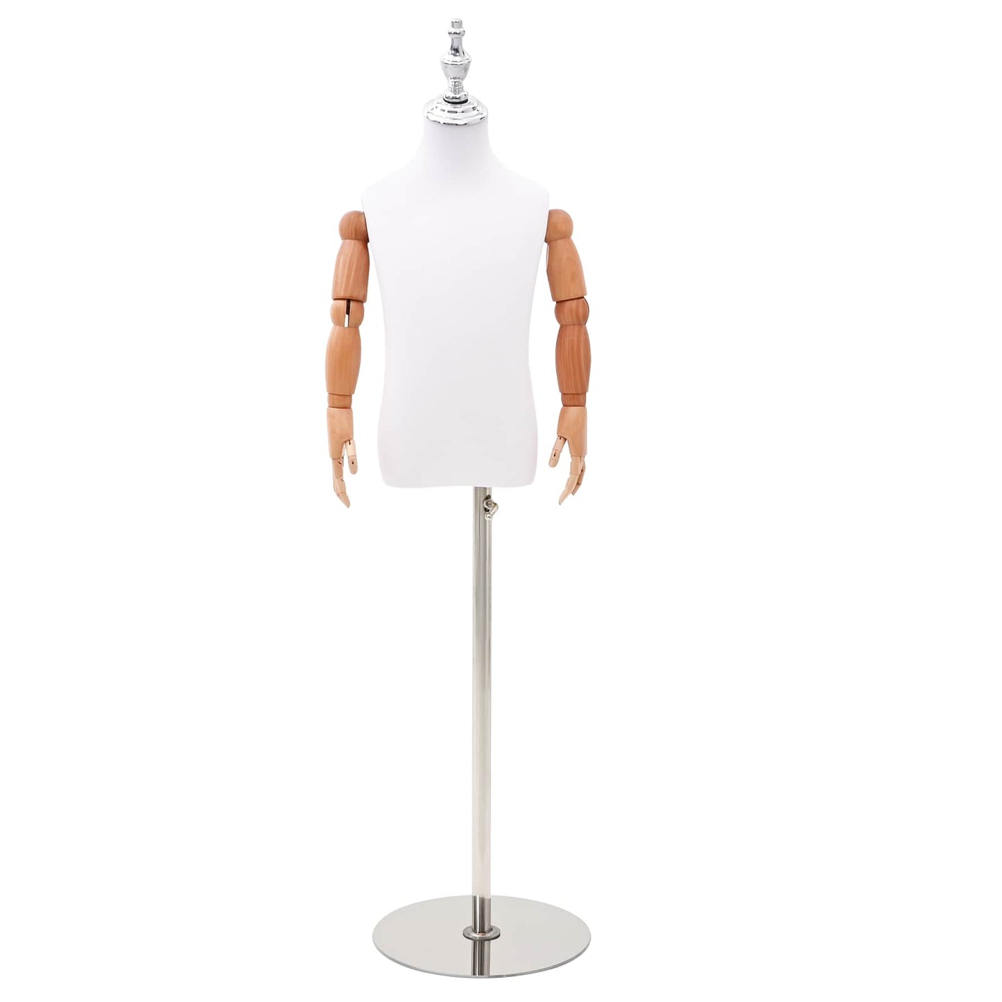 Justerbar 120-150 cm Mannequin med Base Unisex PP Hvid