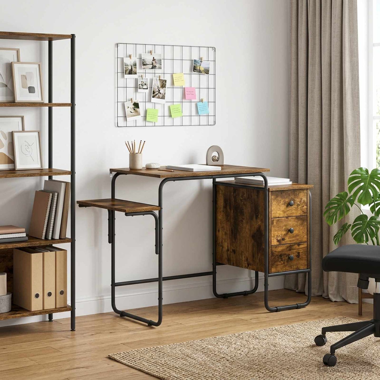 Skrivebord med opbevaring Røget eg 120 x 50 x 75 cm