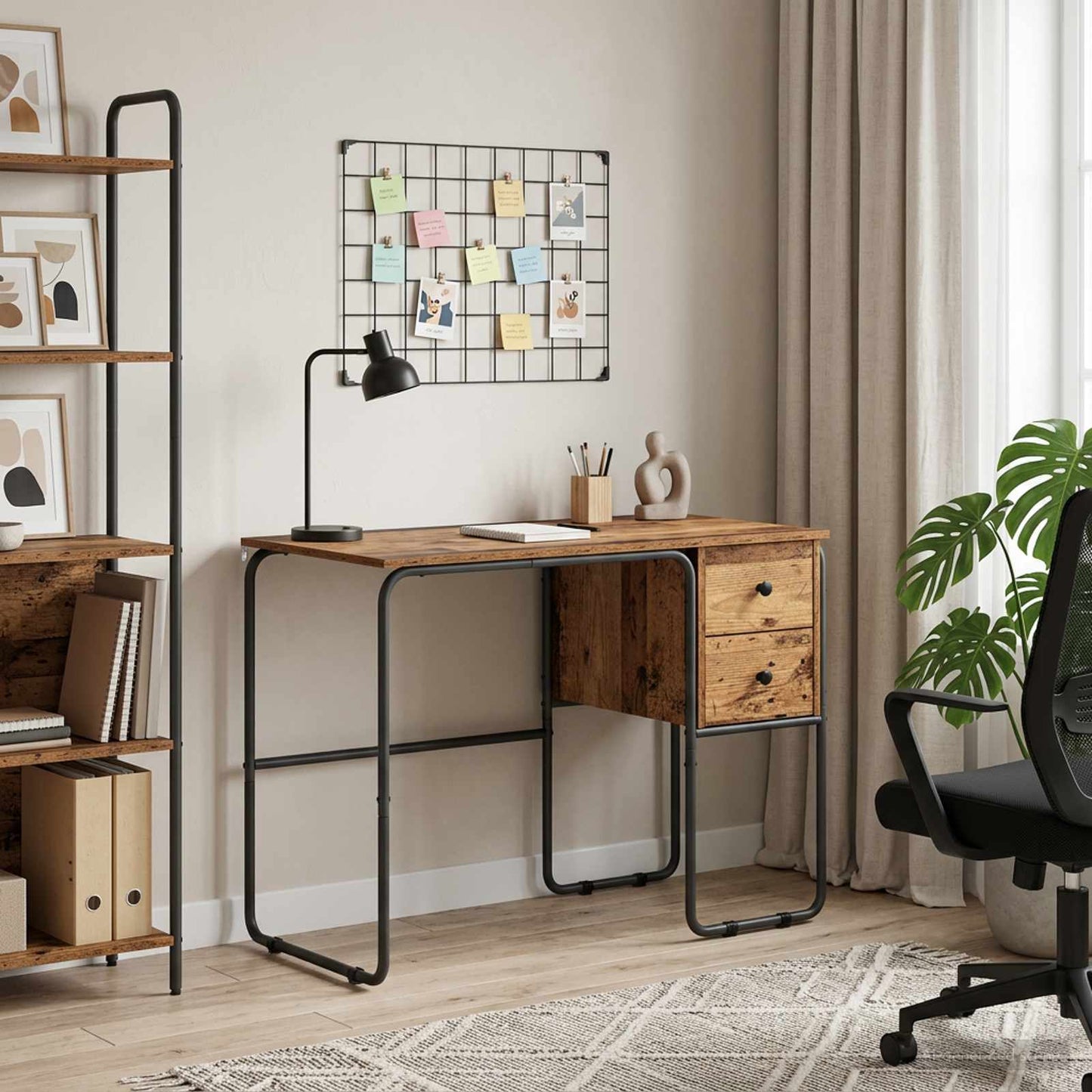 Skrivebord med opbevaring Egetræ 100 x 50 x 75 cm