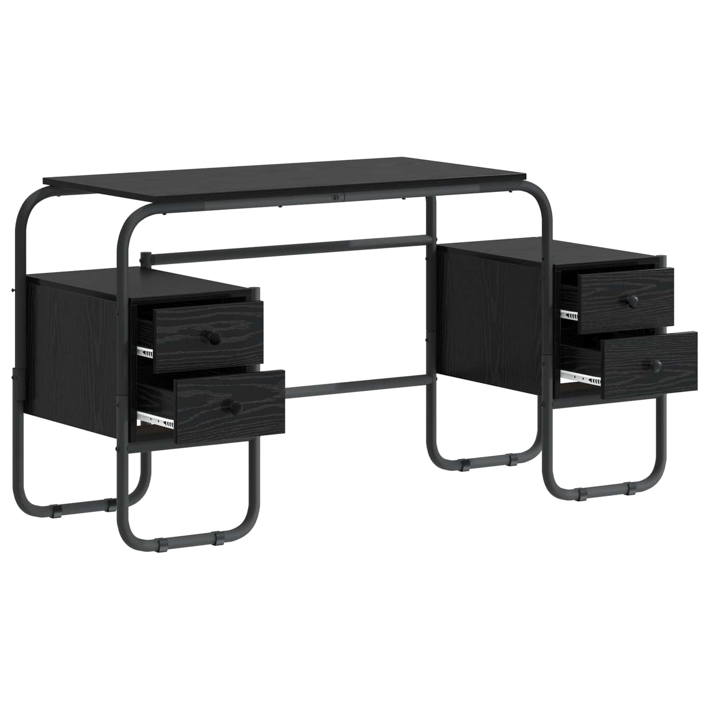 Skrivebord med opbevaring Sort eg 145 x 50 x 75 cm
