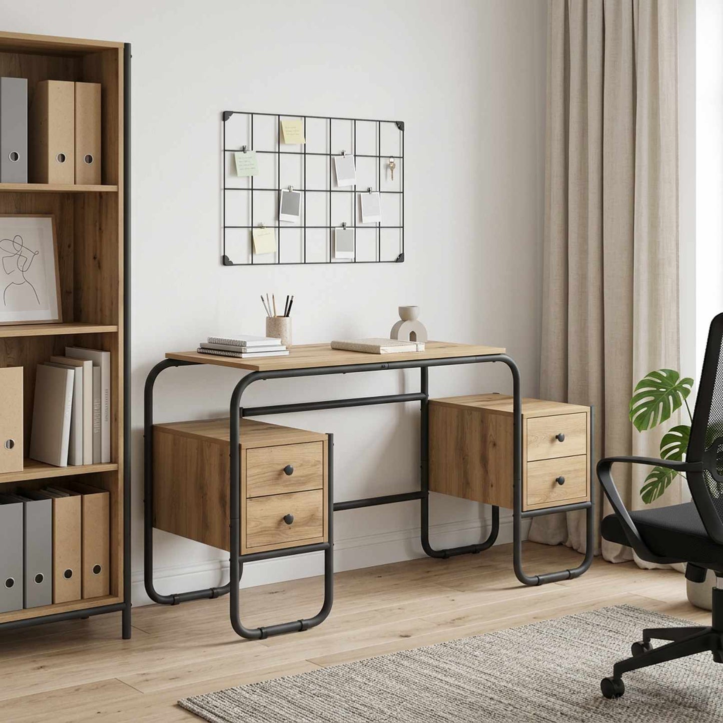 Skrivebord med opbevaring Artisan-eg 145 x 50 x 75 cm