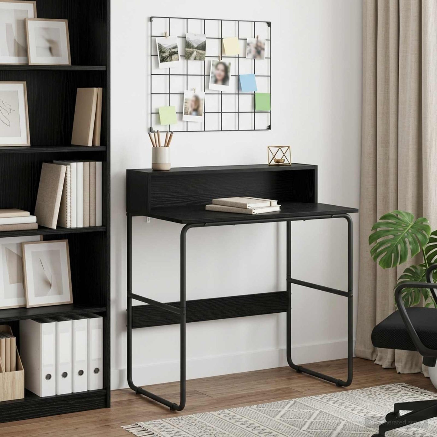 Skrivebord med opbevaring Sort eg 80 x 50 x 91 cm