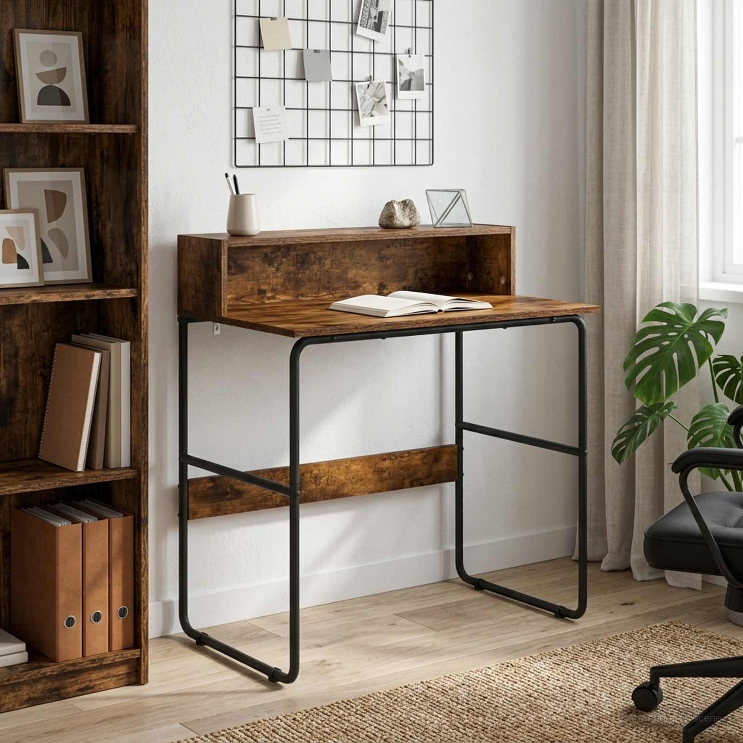 Skrivebord med opbevaring Røget eg 80 x 50 x 91 cm