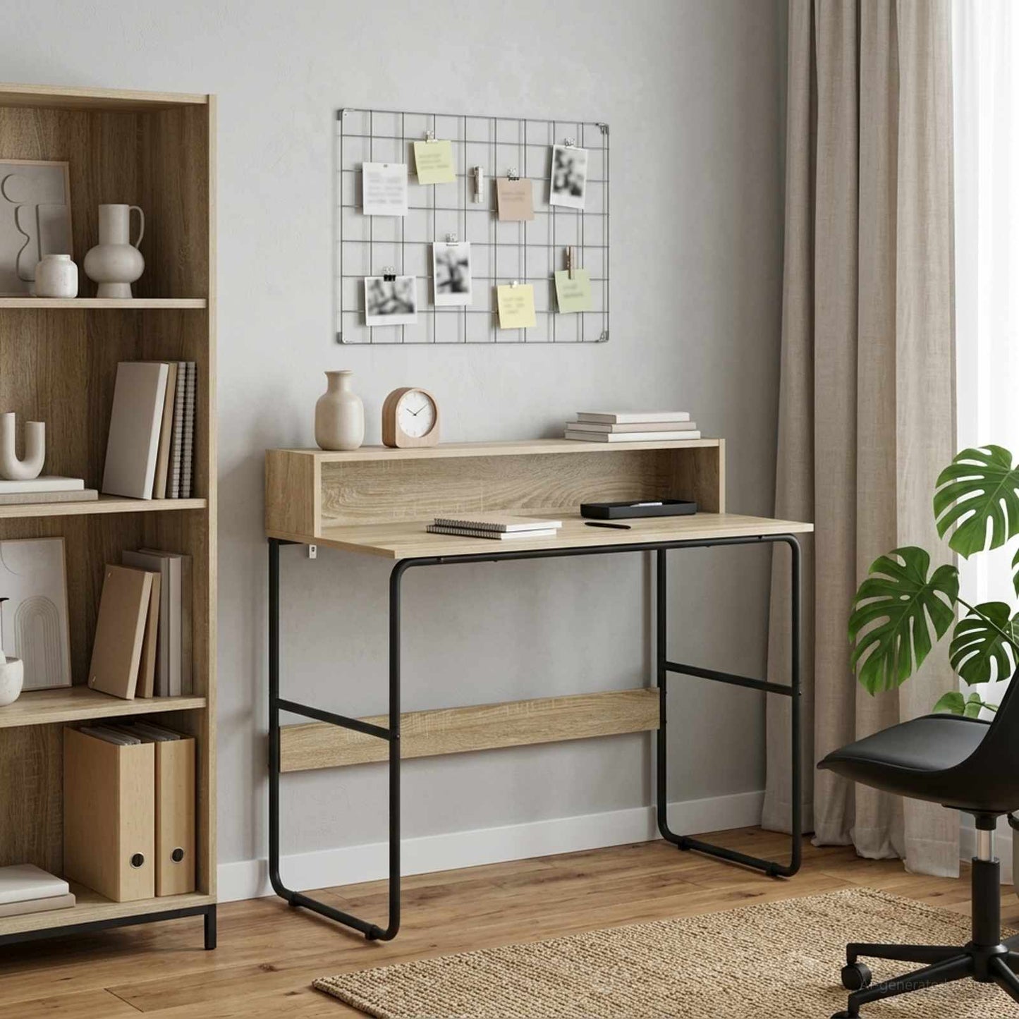 Skrivebord med opbevaring Sonoma-eg 100 x 50 x 91 cm