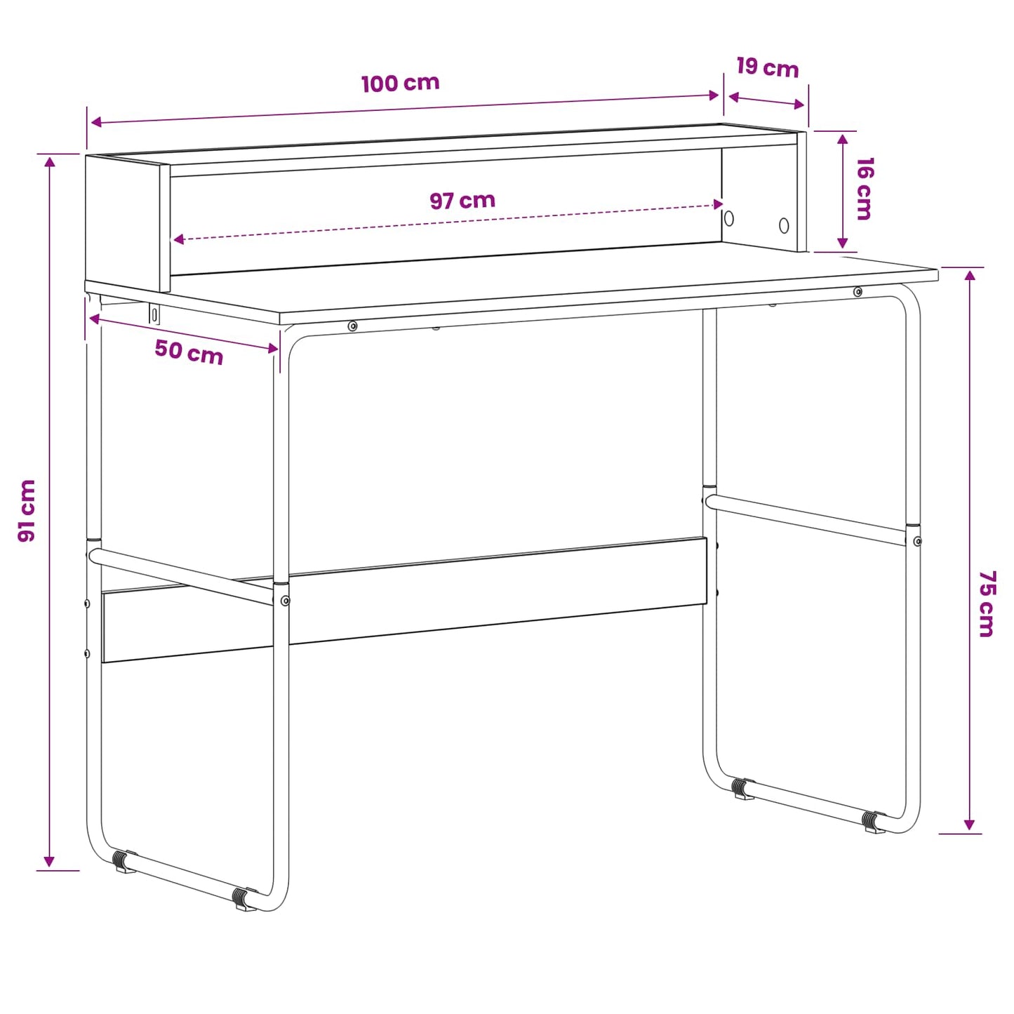 Skrivebord med opbevaring Egetræ 100 x 50 x 91 cm