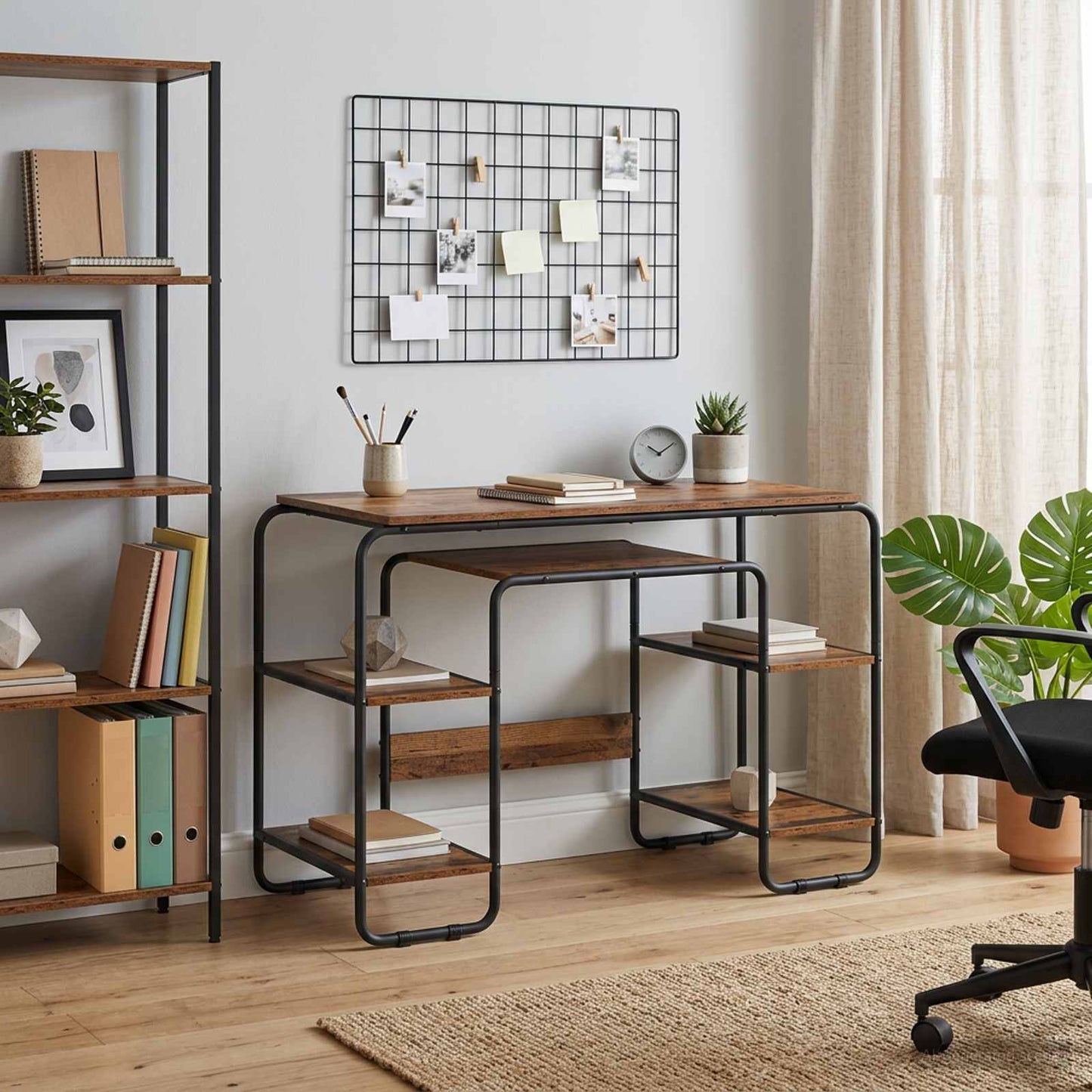 Skrivebord med opbevaring Egetræ 113,5 x 52 x 75,5 cm