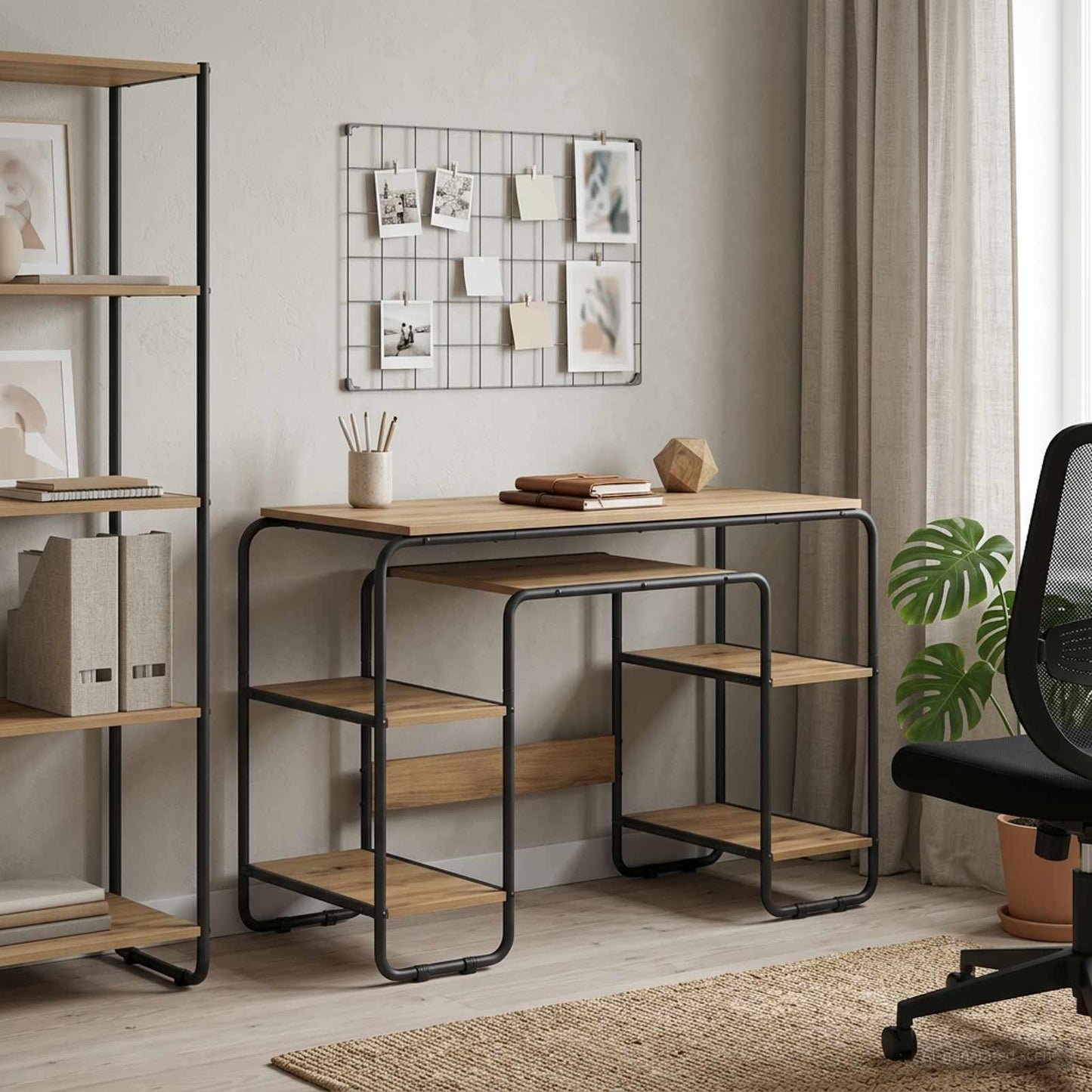 Skrivebord med opbevaring Artisan-eg 113,5 x 52 x 75,5 cm