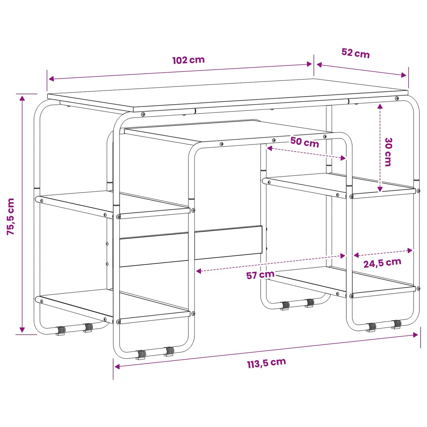 Skrivebord med opbevaring Artisan-eg 113,5 x 52 x 75,5 cm
