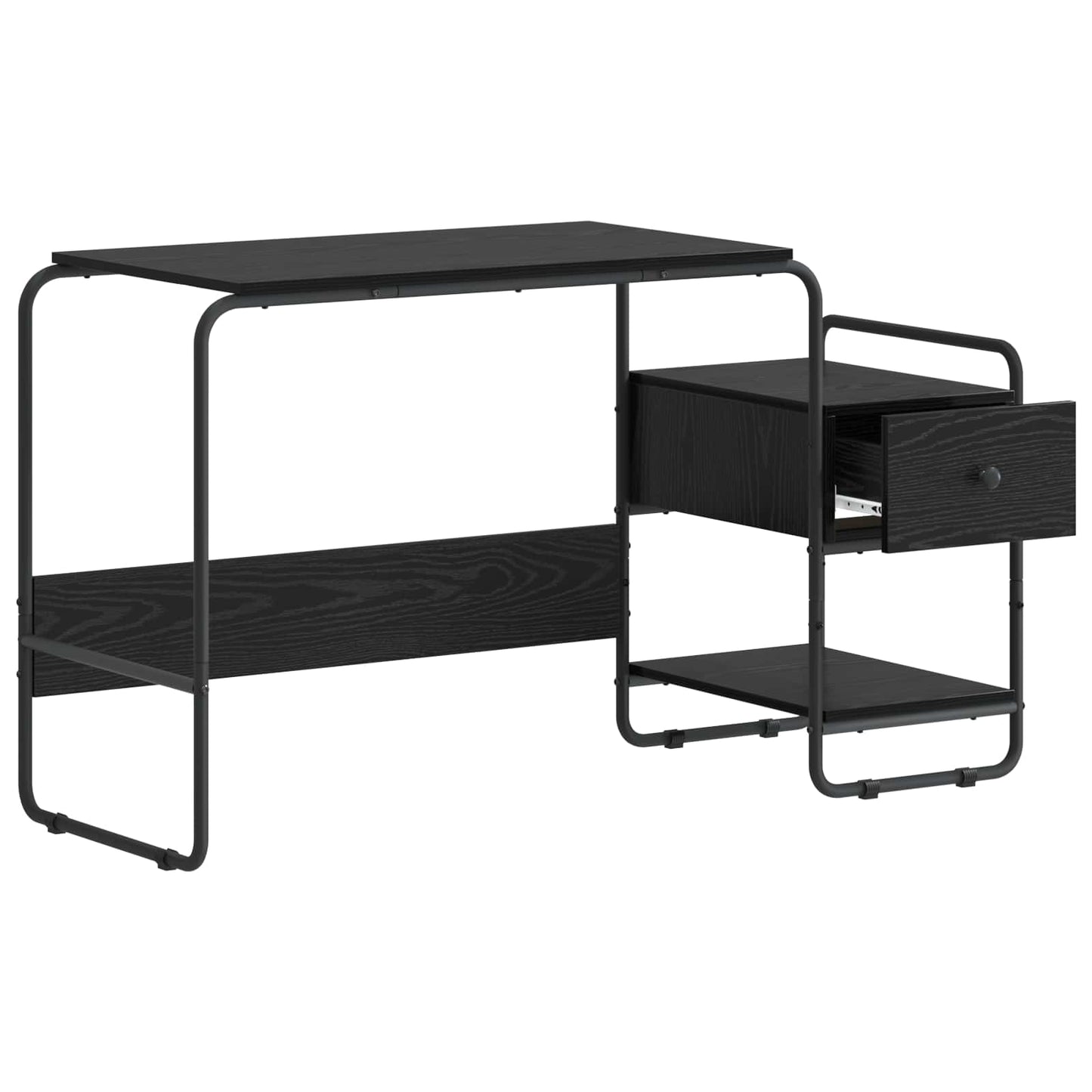 Skrivebord med opbevaring Sort eg 131,5 x 50 x 75,5 cm