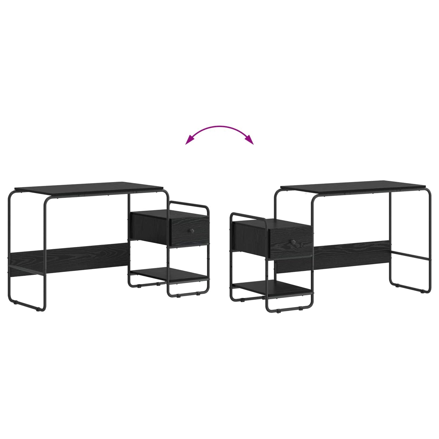 Skrivebord med opbevaring Sort eg 131,5 x 50 x 75,5 cm