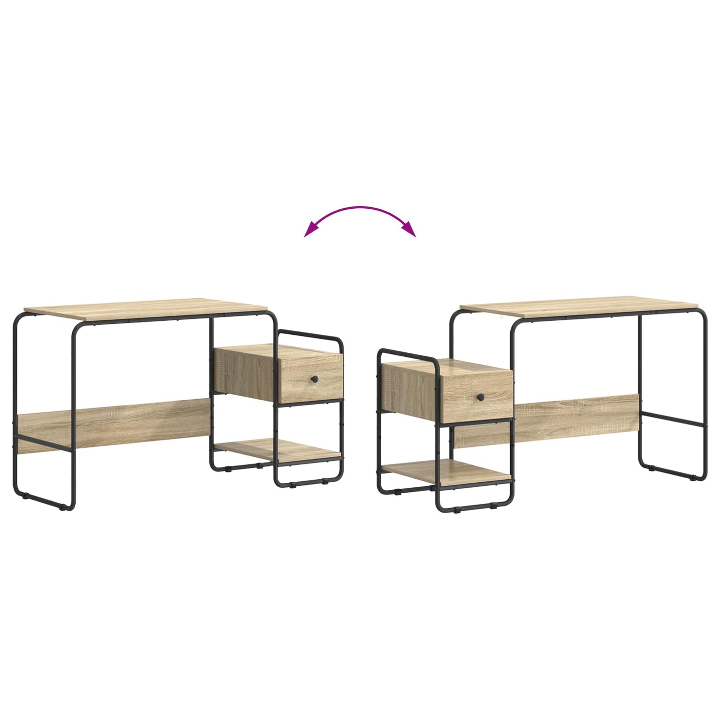 Skrivebord med opbevaring Sonoma-eg 131,5 x 50 x 75,5 cm