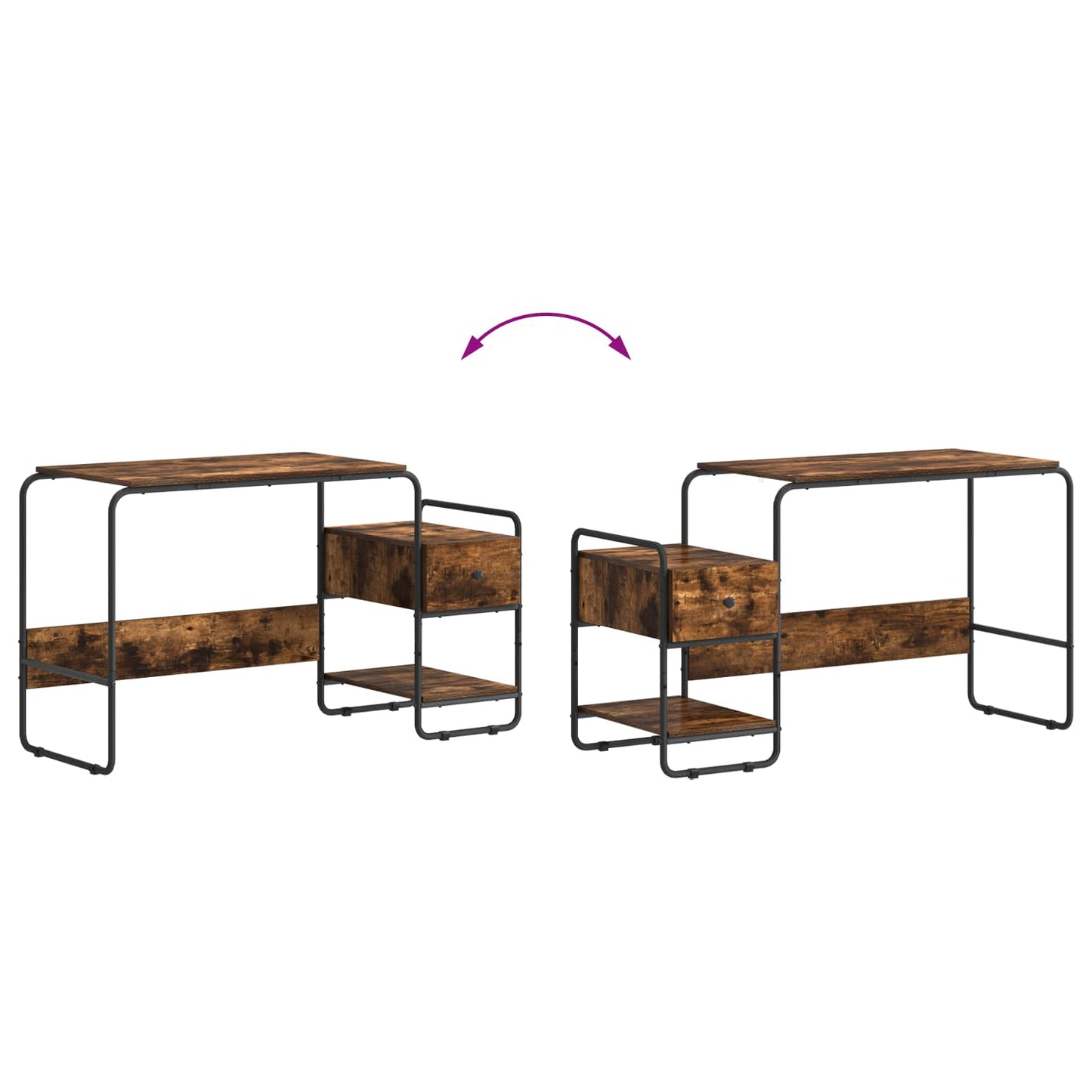 Skrivebord med opbevaring Røget eg 131,5 x 50 x 75,5 cm