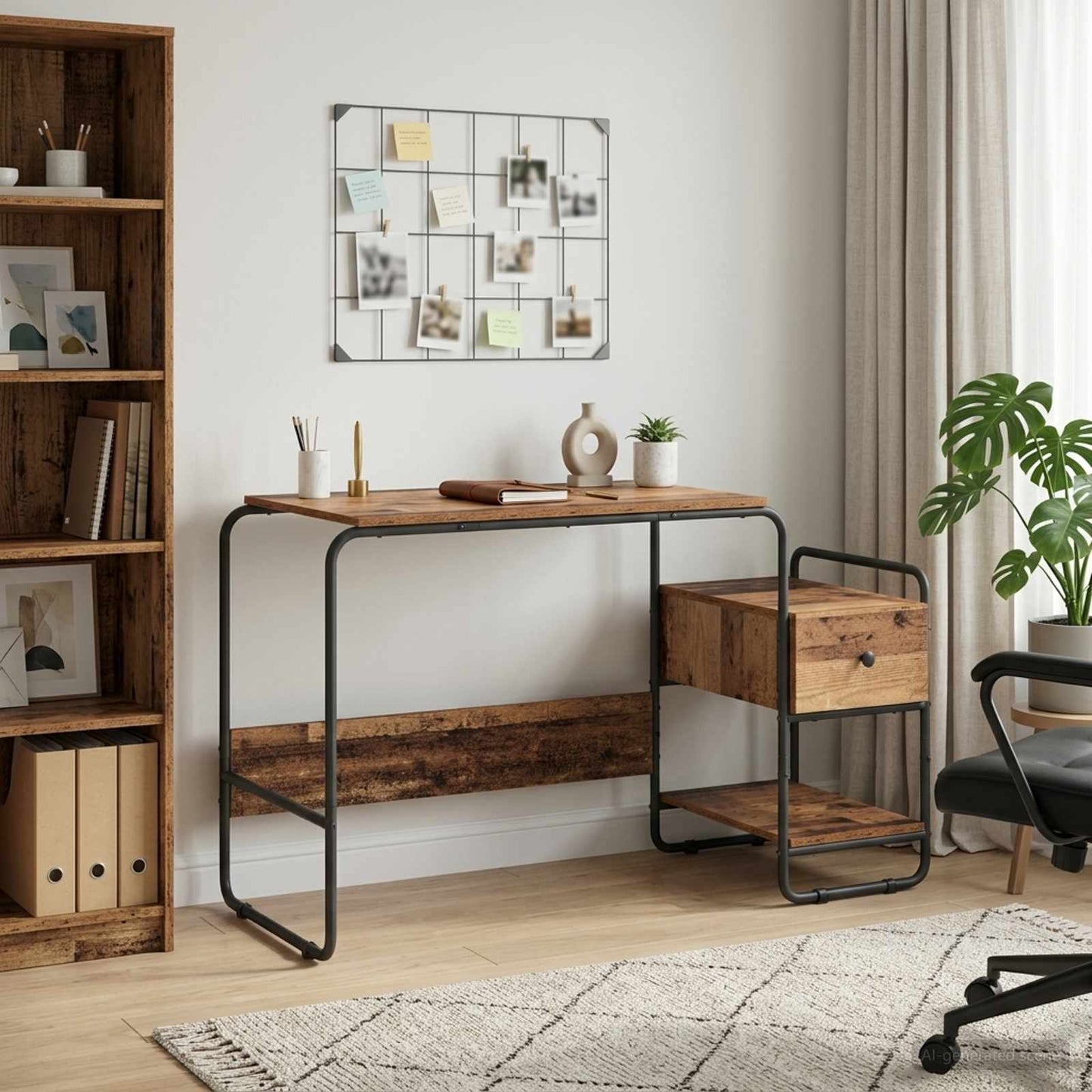 Skrivebord med opbevaring Egetræ 131,5 x 50 x 75,5 cm