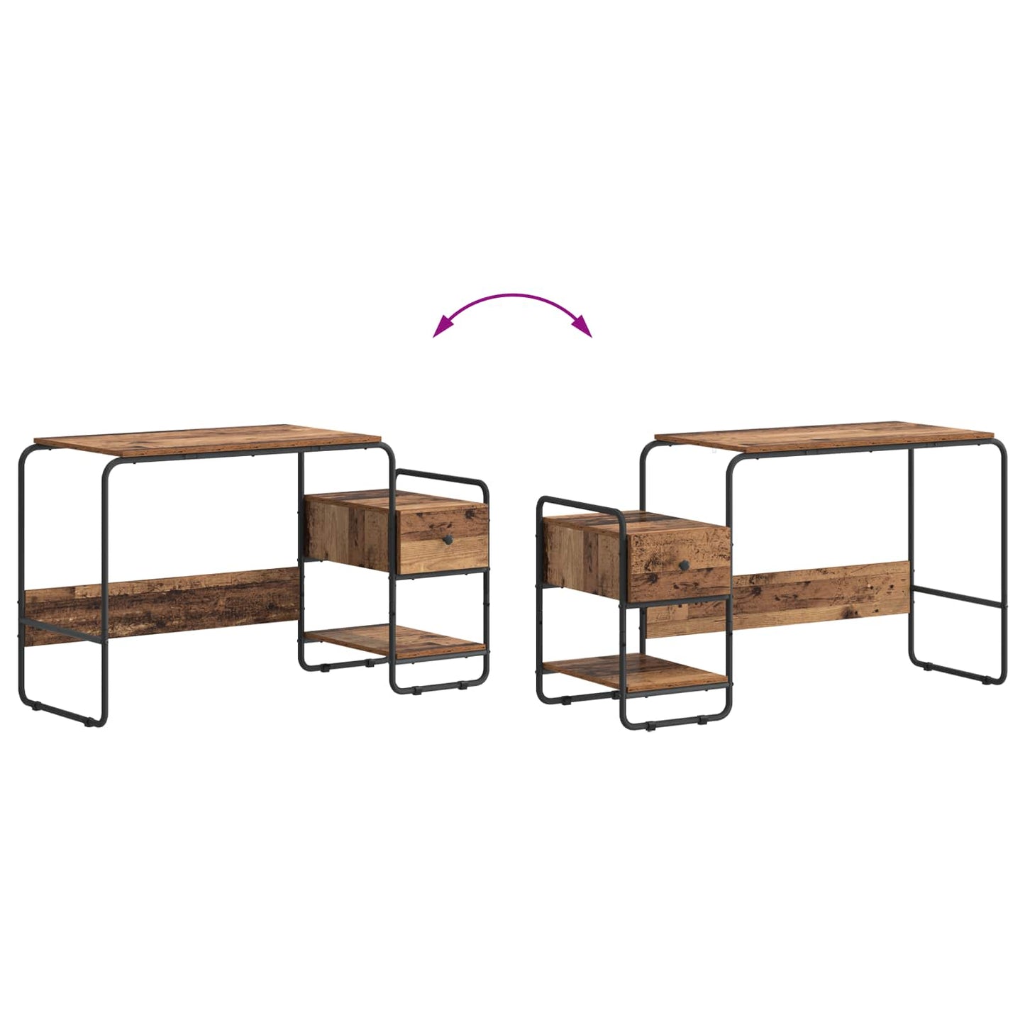 Skrivebord med opbevaring Egetræ 131,5 x 50 x 75,5 cm