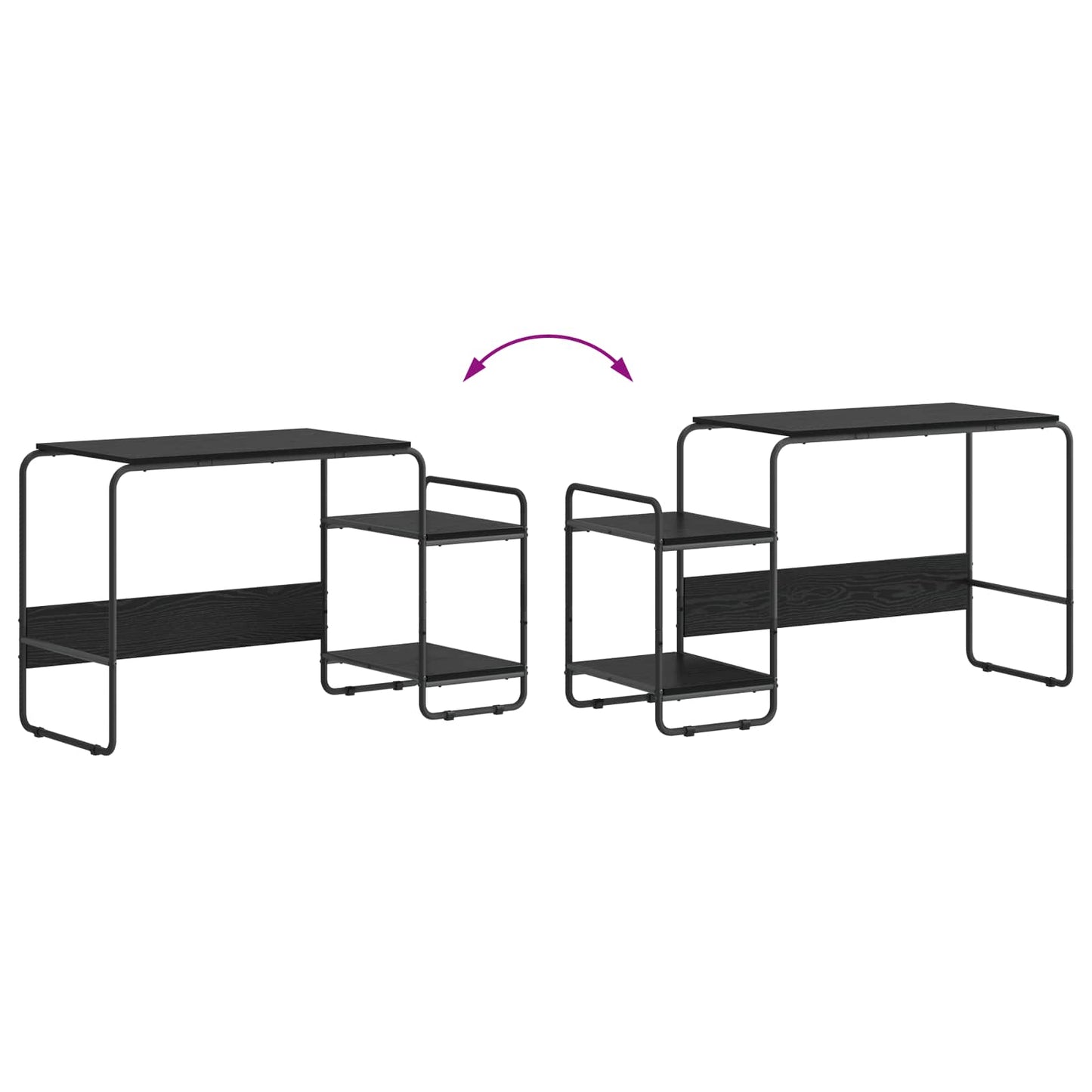 Skrivebord med opbevaring Sort eg 131,5 x 50 x 75,5 cm