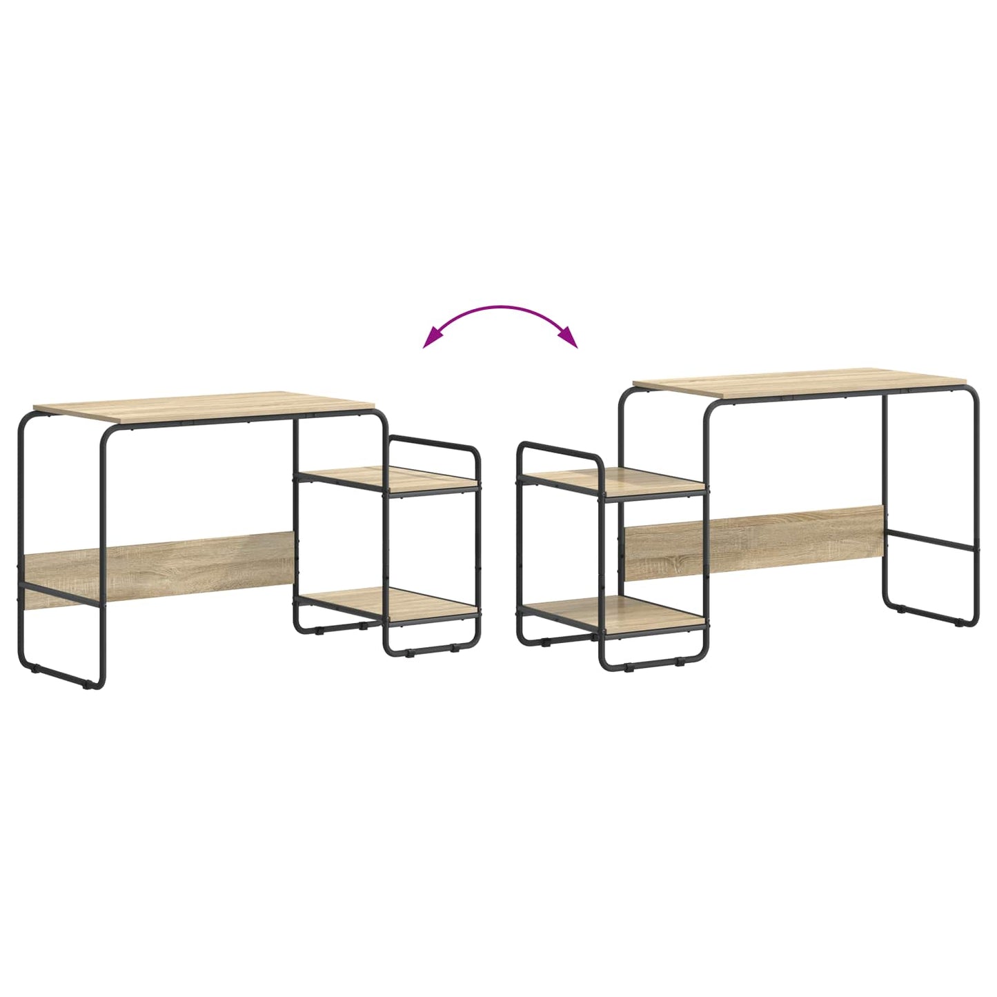 Skrivebord med opbevaring Sonoma-eg 131,5 x 50 x 75,5 cm