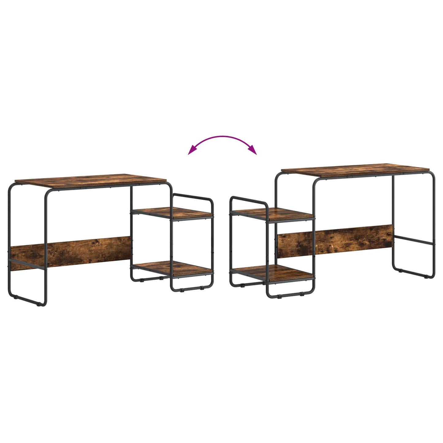 Skrivebord med opbevaring Røget eg 131,5 x 50 x 75,5 cm