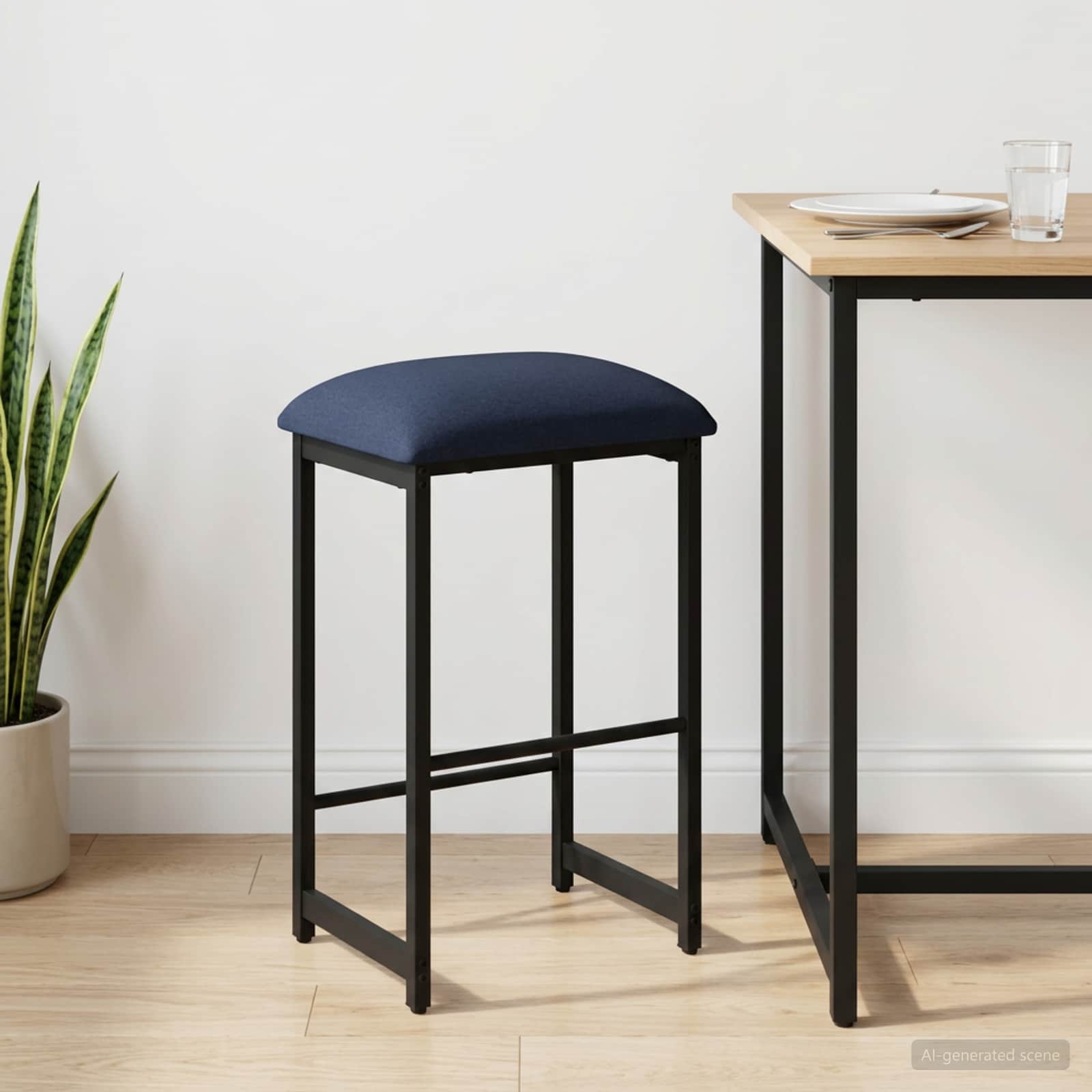 Barstol med sædepude blå 40 x 32 x 74 cm i konstrueret træ