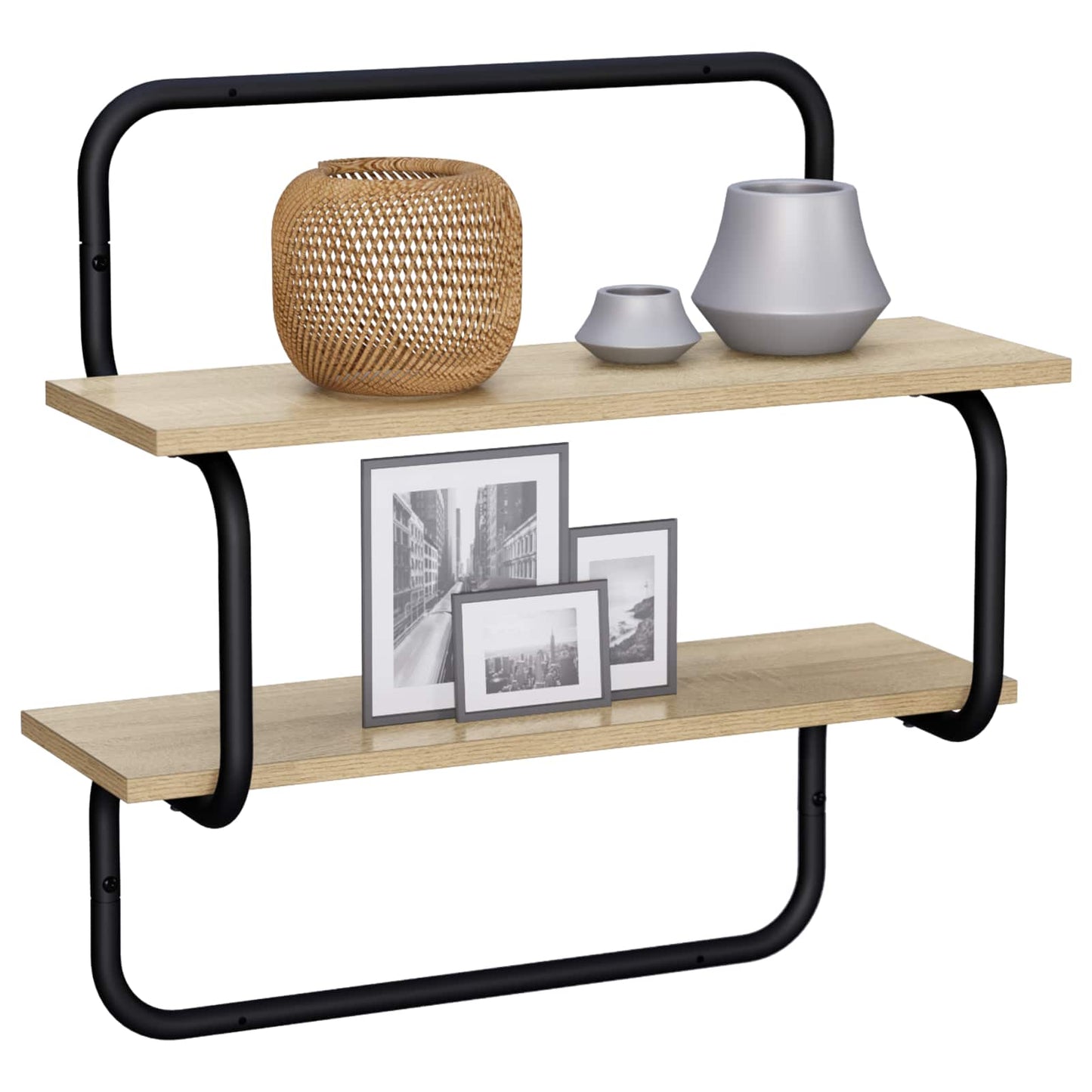 Væghylde med 2 etager Sonoma-eg 80 x 24,5 x 61 cm