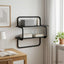 Væghylde i 2 niveauer Sort eg 60 x 24,5 x 61 cm Konstrueret træ