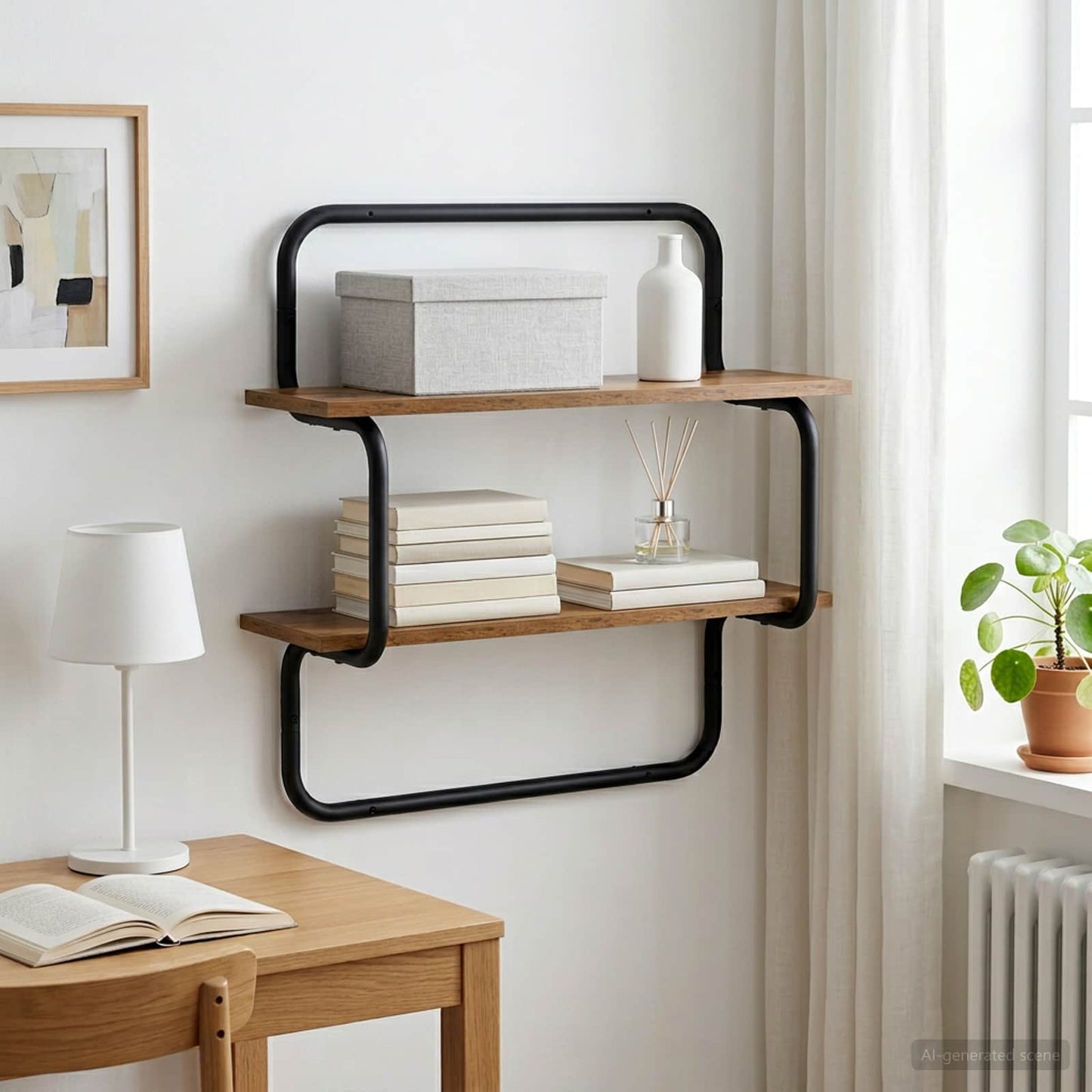 2-etagers væghylde Gammelt træ 60 x 24,5 x 61 cm