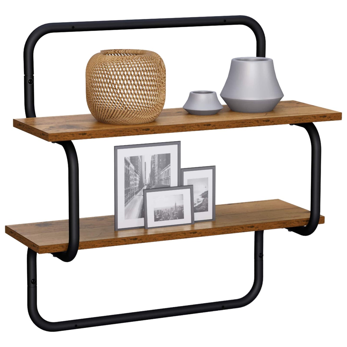 2-etagers væghylde Gammelt træ 60 x 24,5 x 61 cm