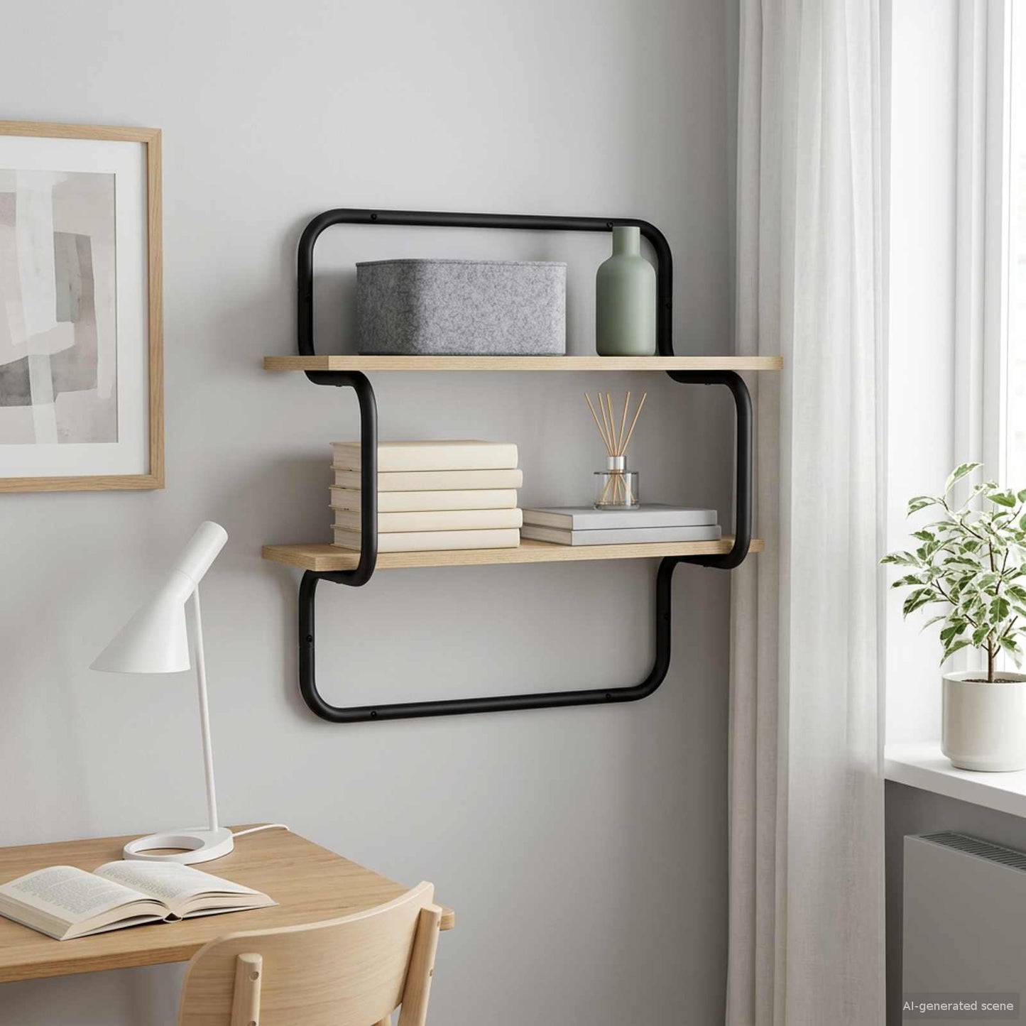 2-etagers væghylde Sonoma-eg 40 x 24,5 x 61 cm Konstrueret træ