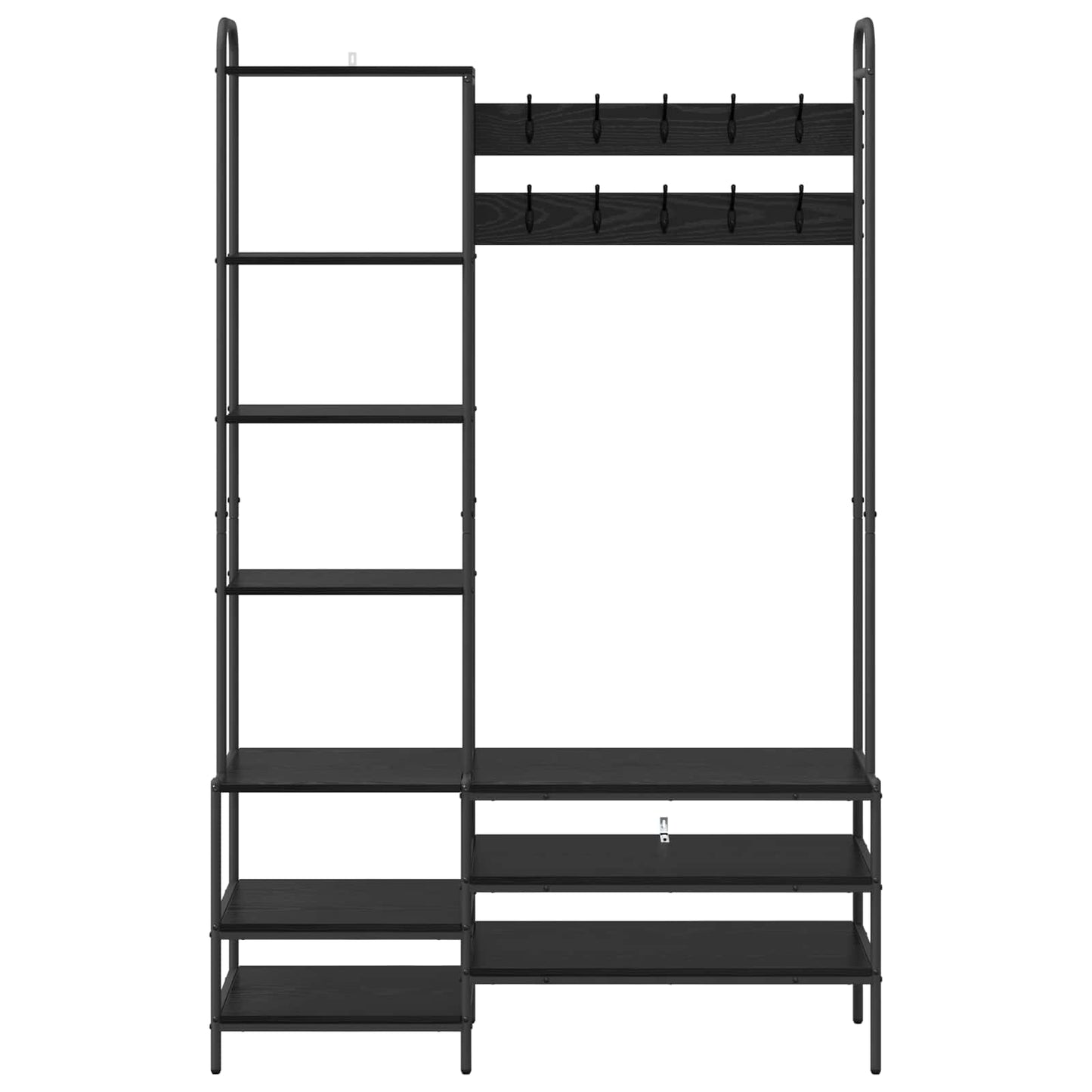 Knagerække med sko bænk Sort eg 120,5 x 34 x 190 cm