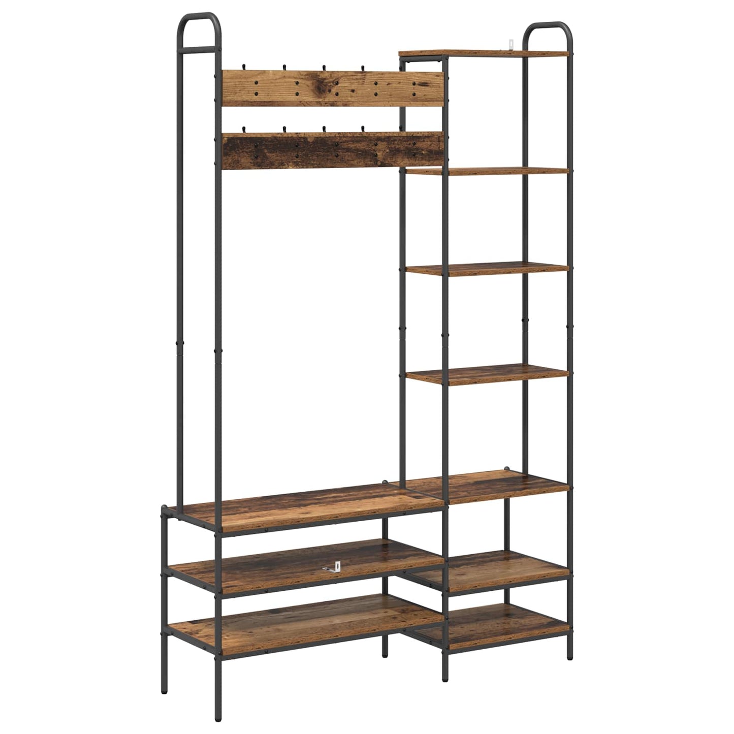 Knagerække med sko bænk Gammelt træ 120,5 x 34 x 190 cm