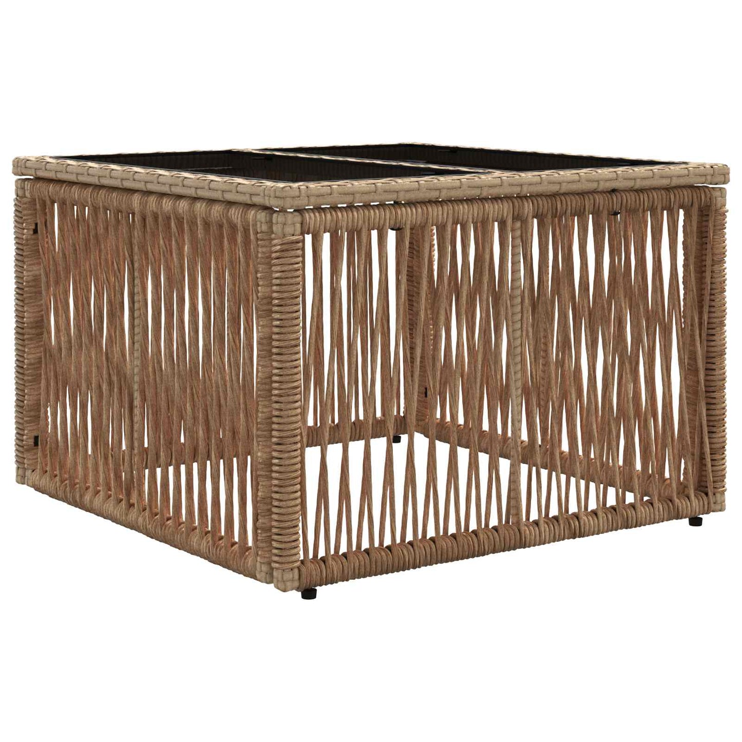 Havemøbel Bord Beige og sort 55 x 55 x 37 cm PE Rattan og Glas