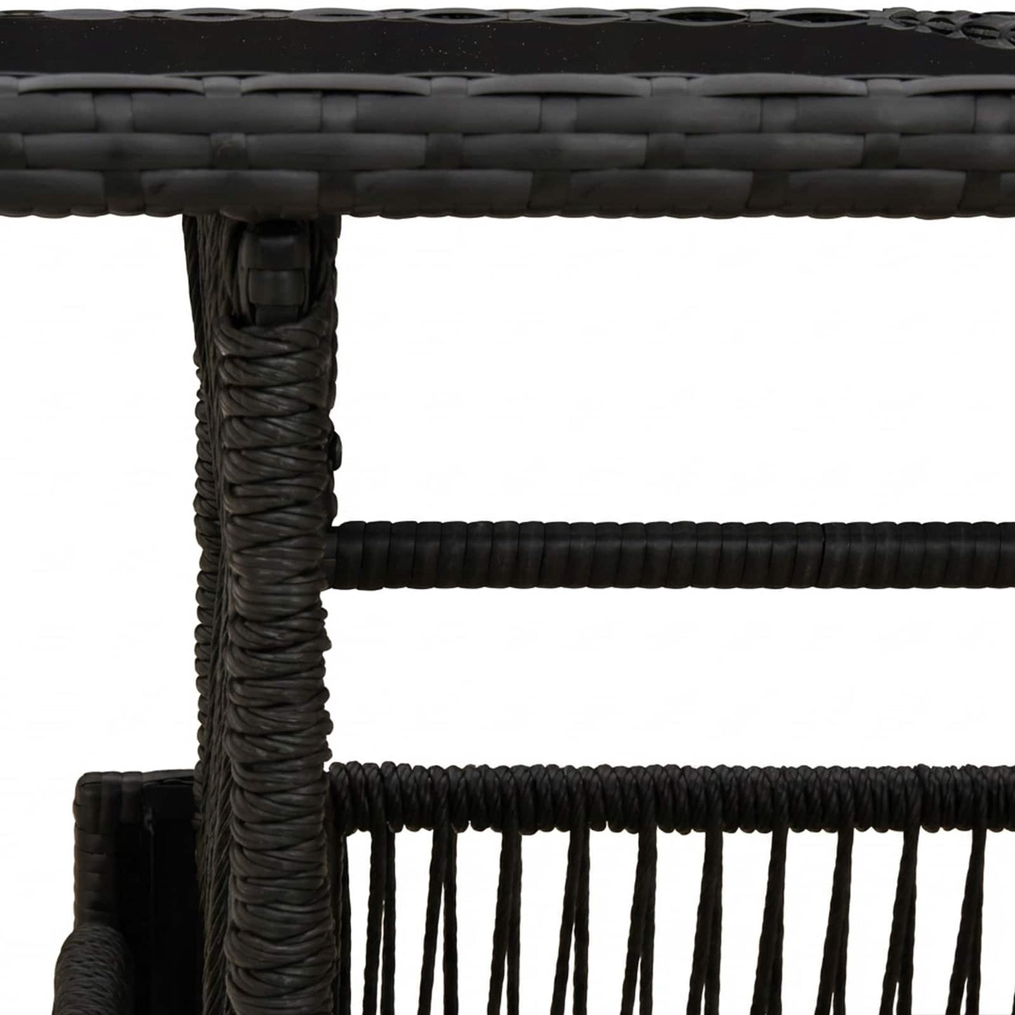 Havemøbel Bord Sort 100 x 55 x 37 cm PE Rattan og Glas