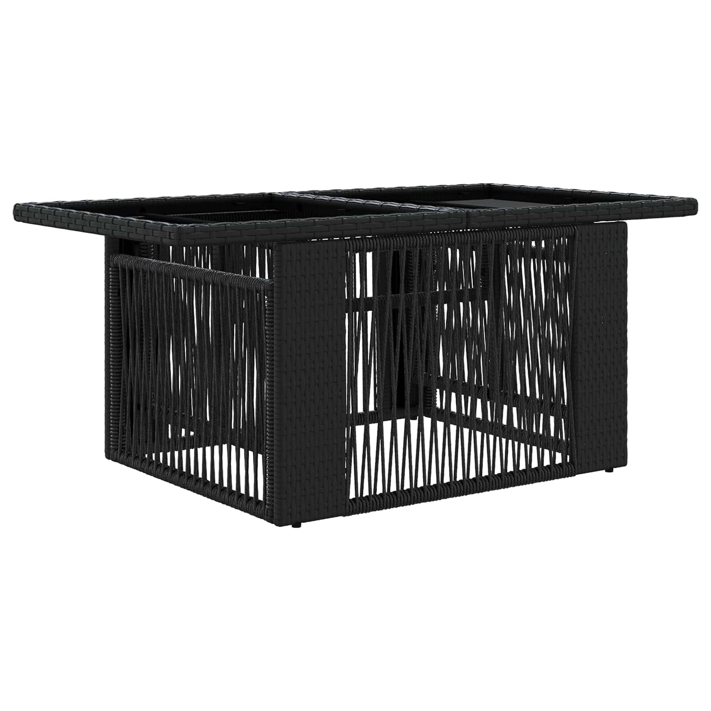 Havemøbel Bord Sort 100 x 55 x 37 cm PE Rattan og Glas