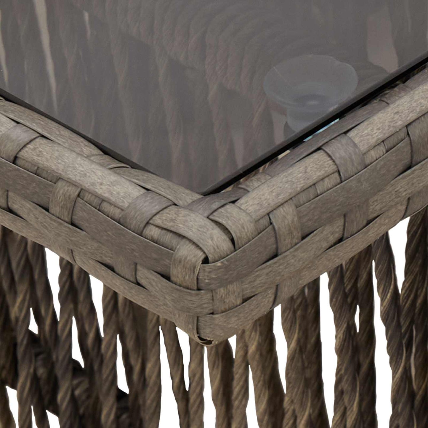 Havemøbel Bord Grå 100 x 55 x 37 cm PE Rattan og Glas