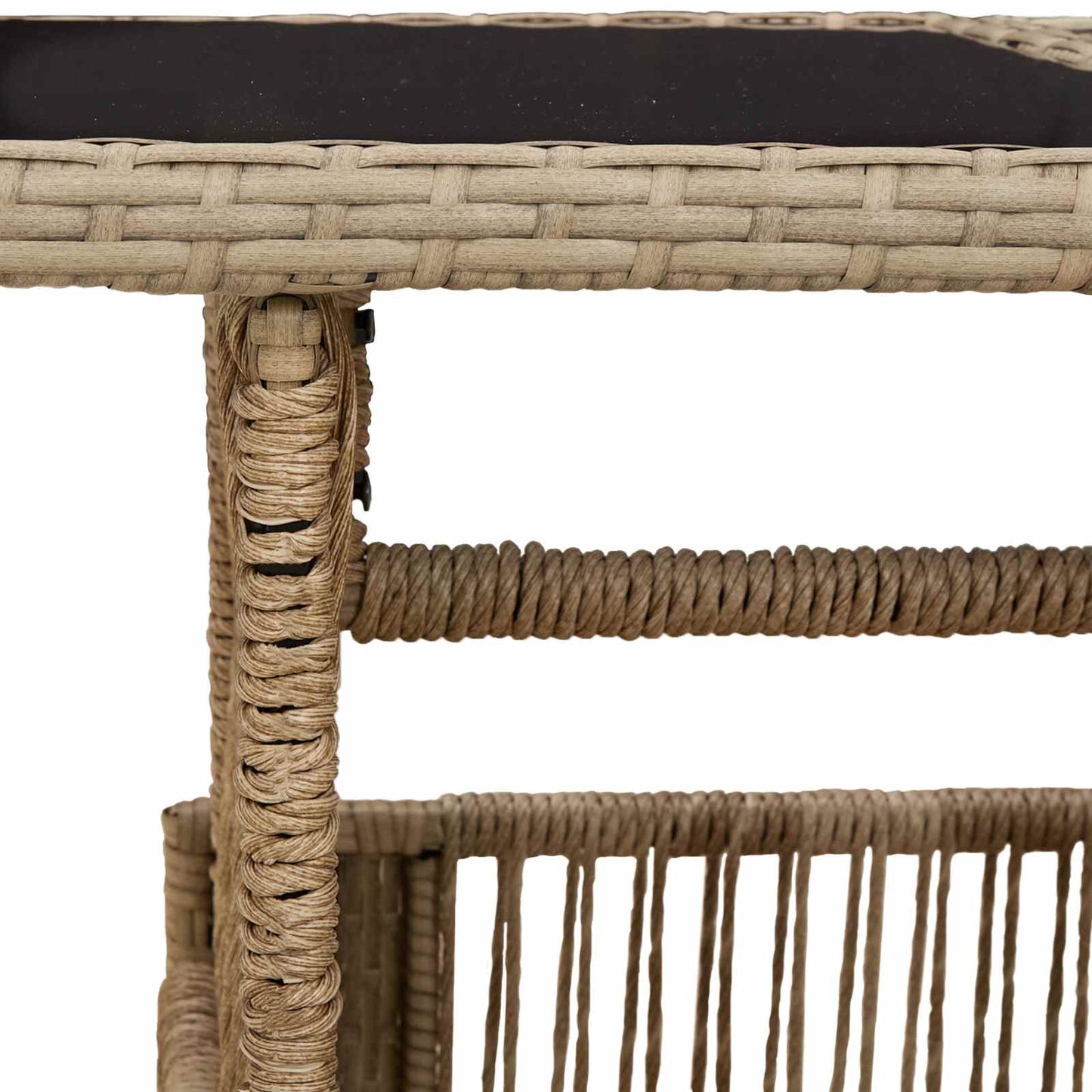 Havemøbel Bord Beige 100 x 55 x 37 cm PE Rattan og Glas